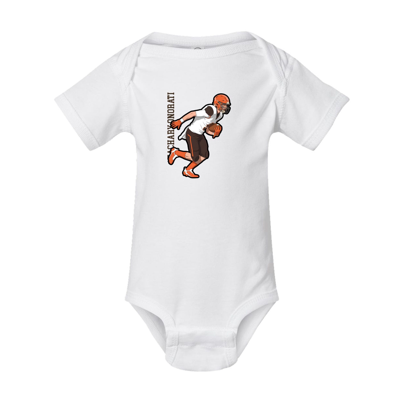 Baby Onesie — Name Vertical in White