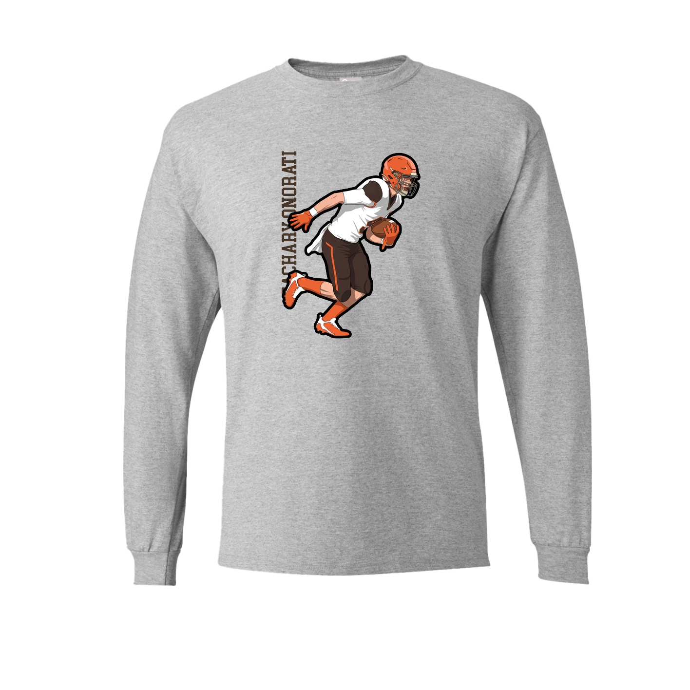Long Sleeve Tee — Name Vertical in Grey