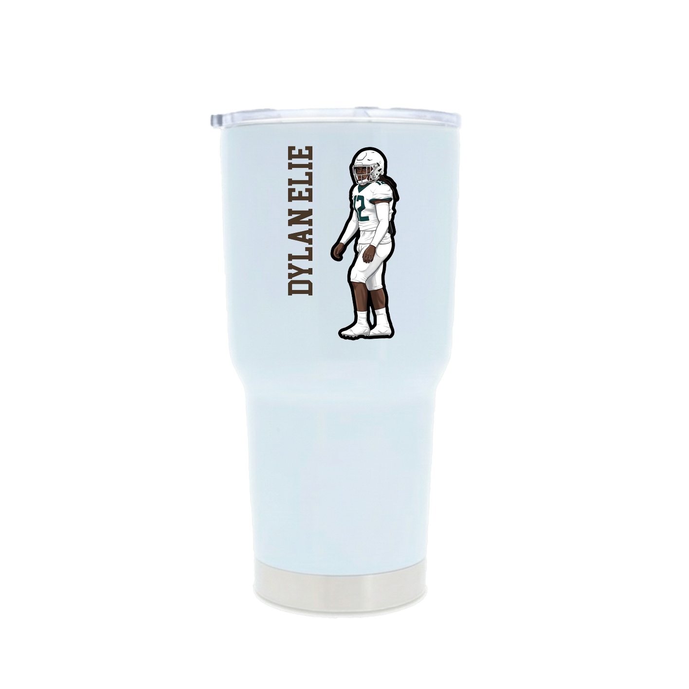 30oz Stainless Steel Tumbler — Name Vertical in White