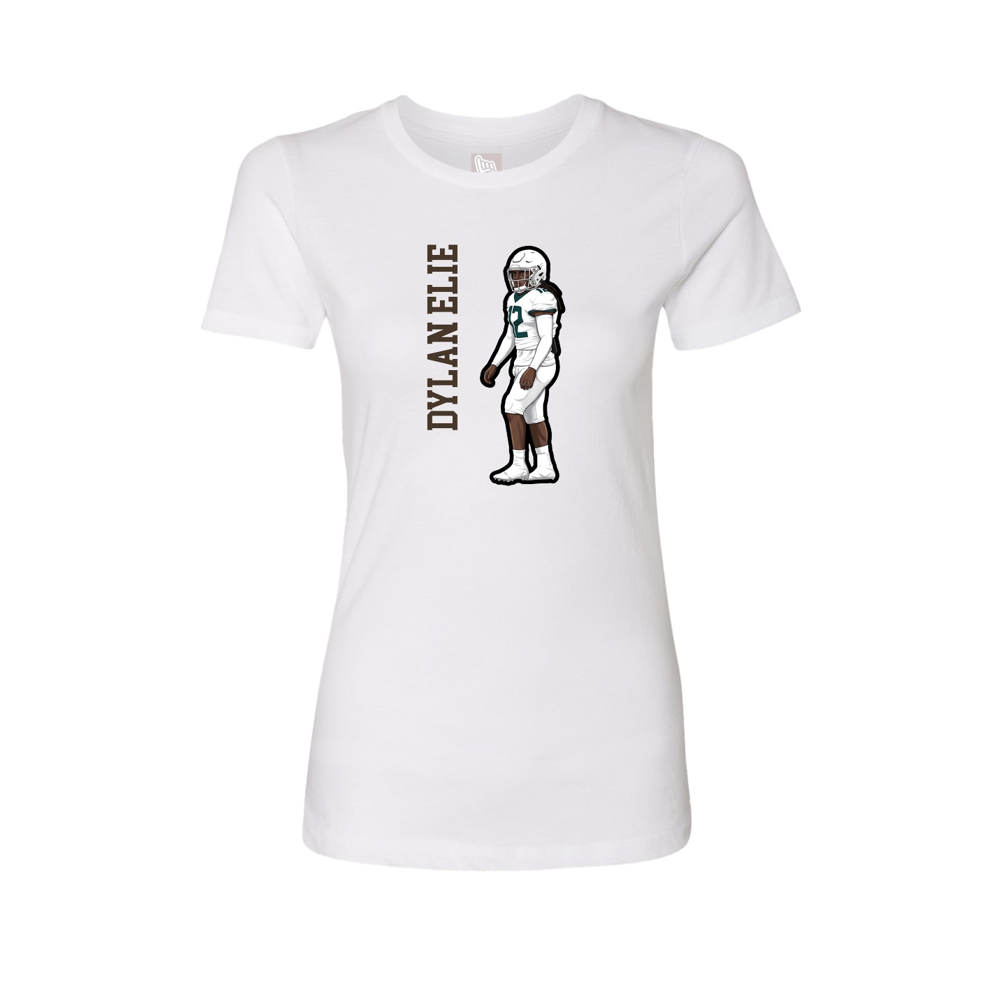 Fitted Women's Tee — Name Vertical in White
