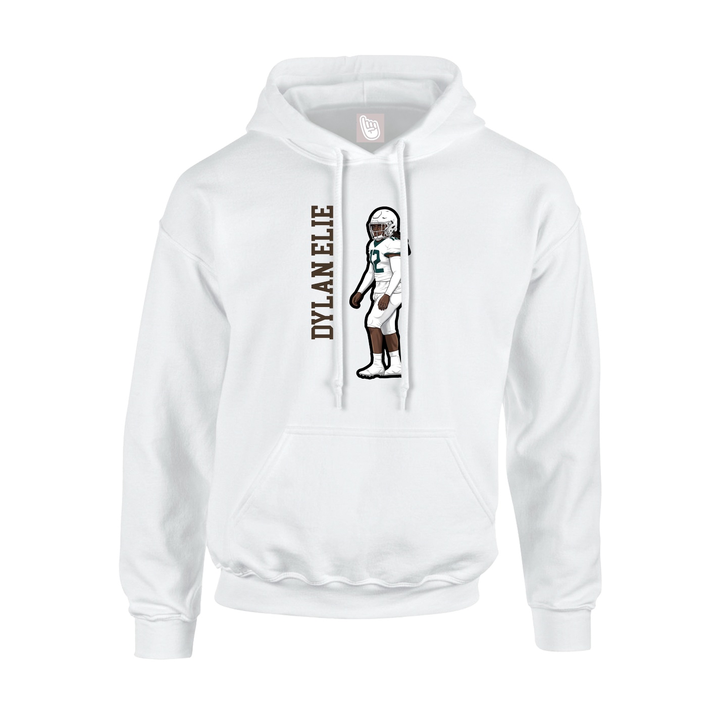 Youth Hoodie — Name Vertical in White