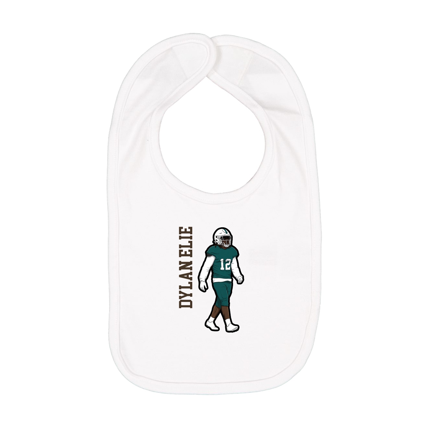 Infant Bib — Name Vertical in White