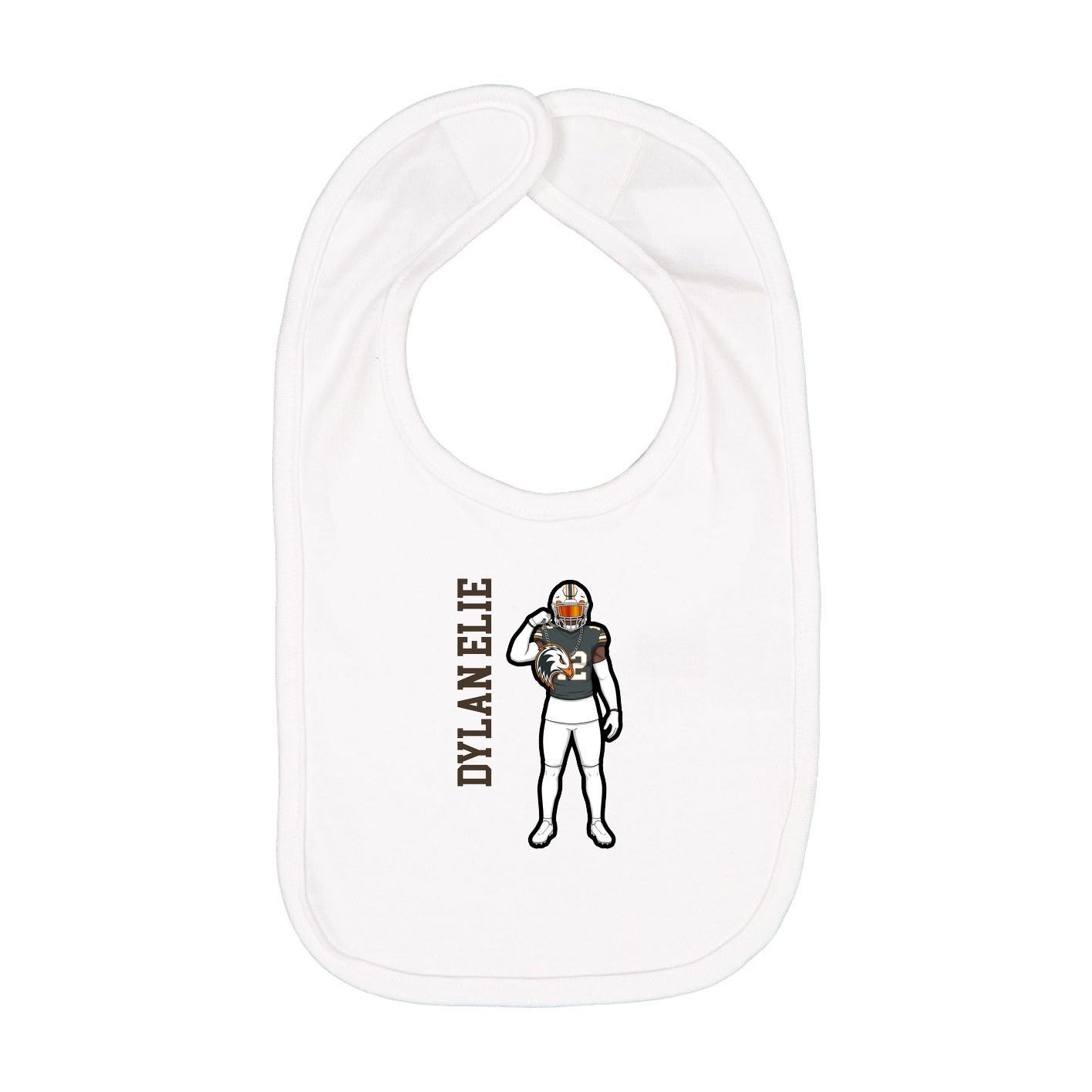 Infant Bib — Name Vertical in White