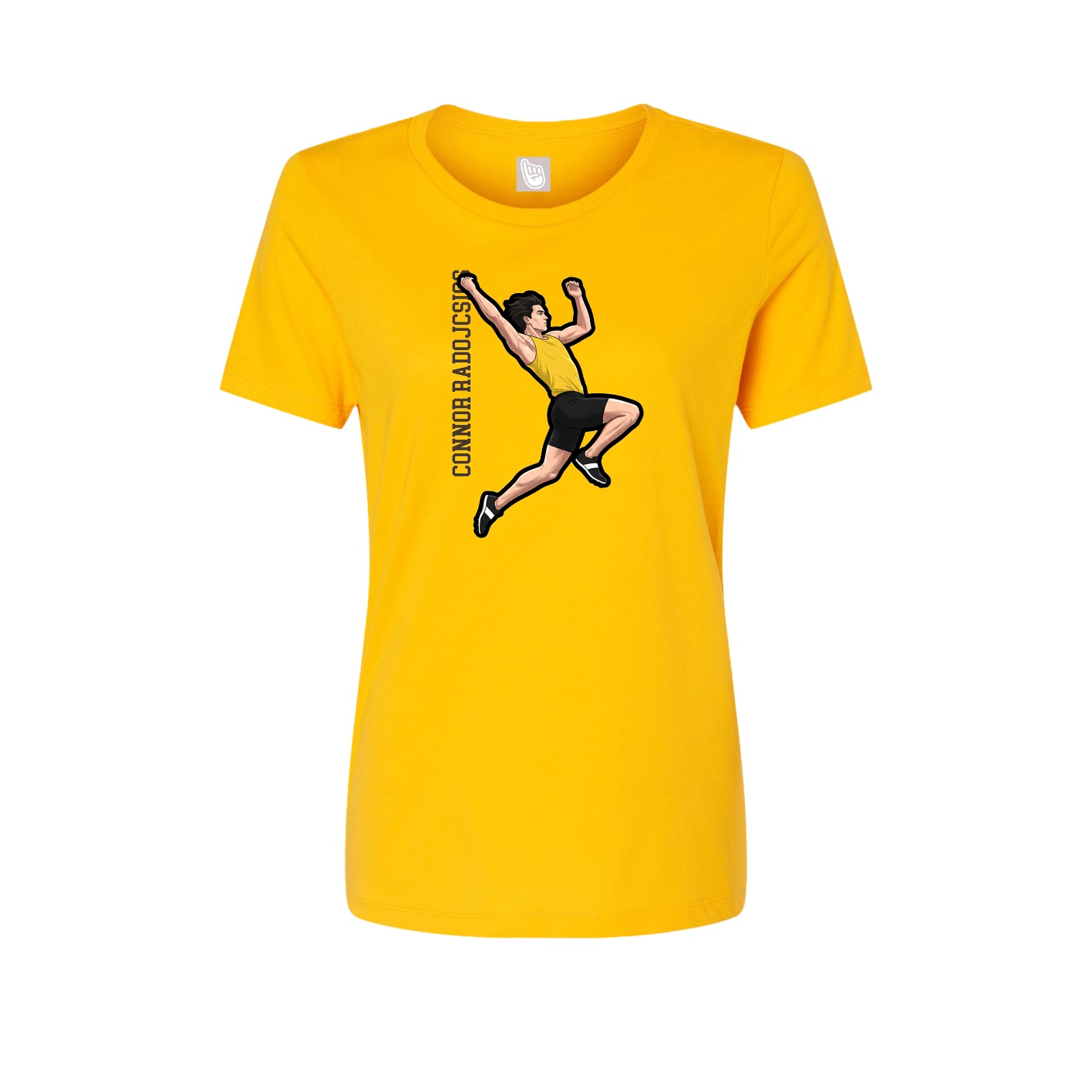 Womens Tee — Name Vertical in Gold