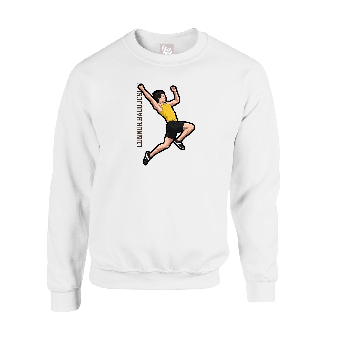 Fleece Crew — Name Vertical in White