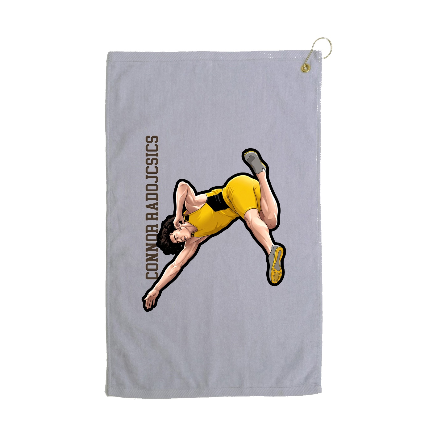 Golf Towel — Name Vertical in Grey