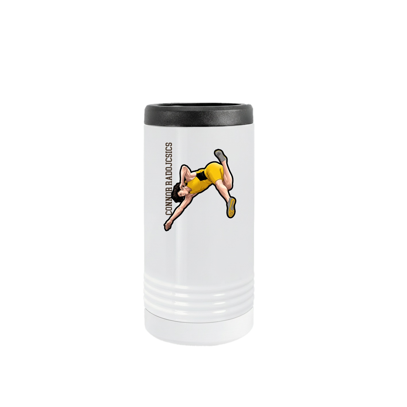 Slim Beverage Holder — Name Vertical in White