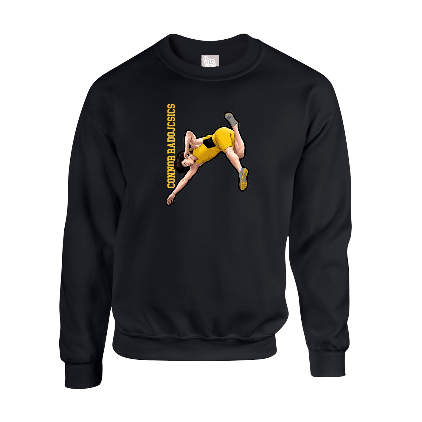 Fleece Crew — Name Vertical in Black