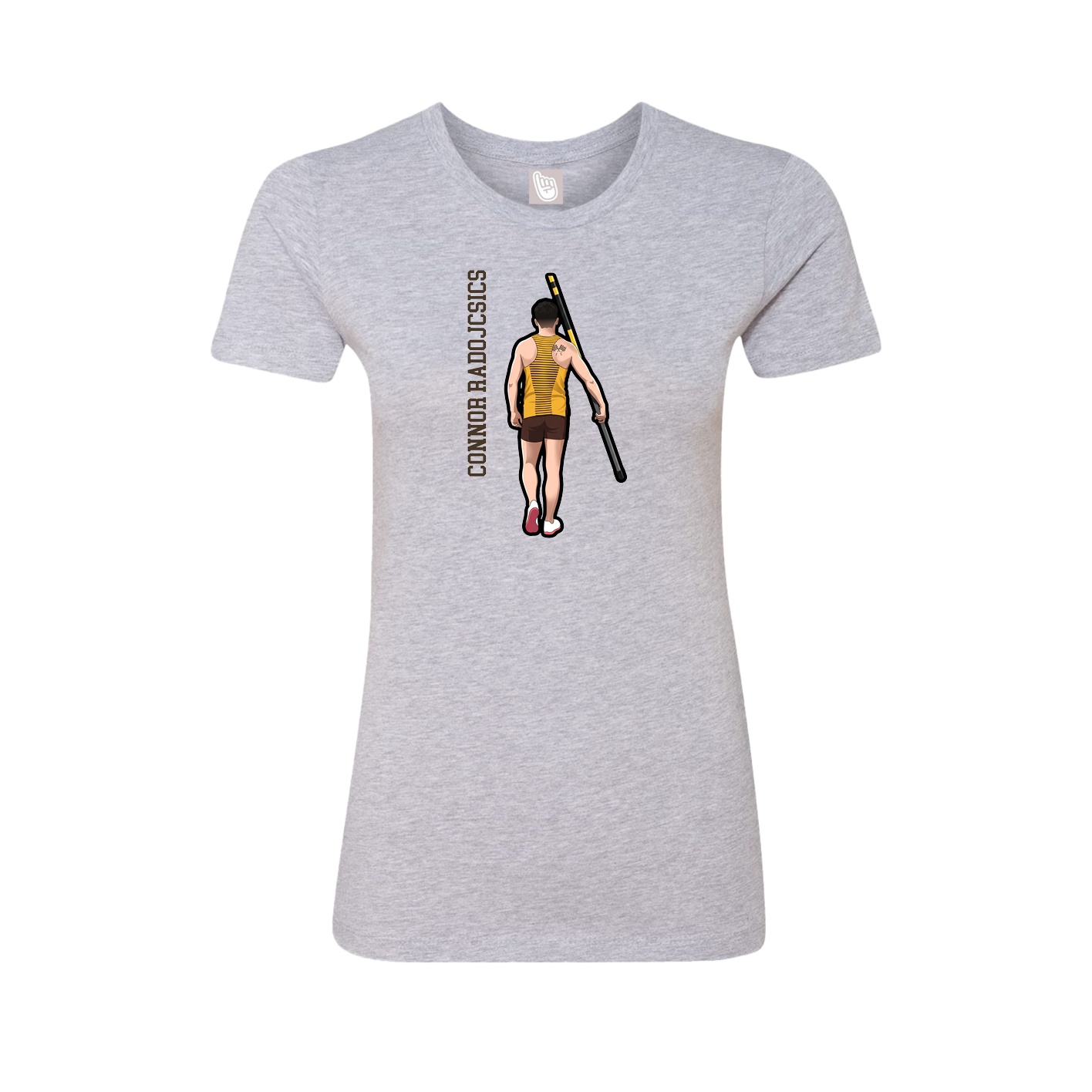 Womens Tee — Name Vertical in Grey
