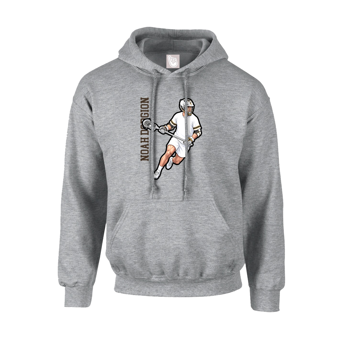 Youth Hoodie — Name Vertical in Grey