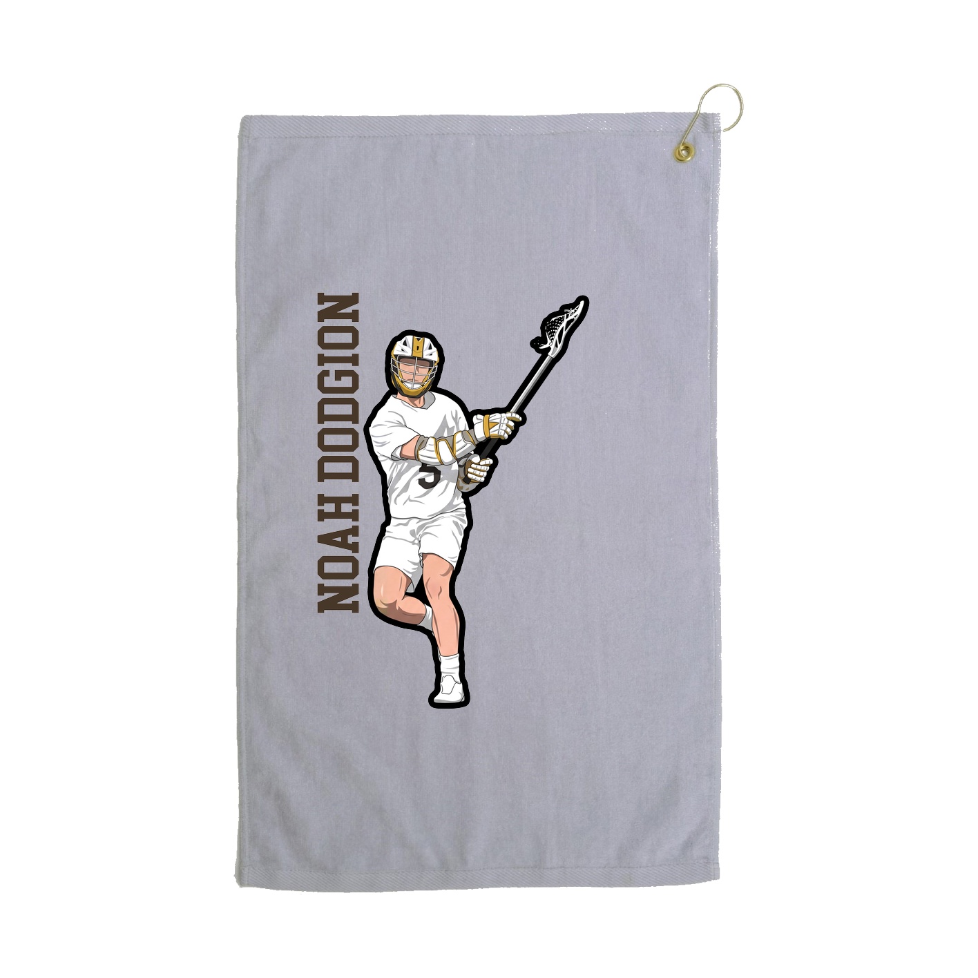 Golf Towel — Name Vertical in Grey
