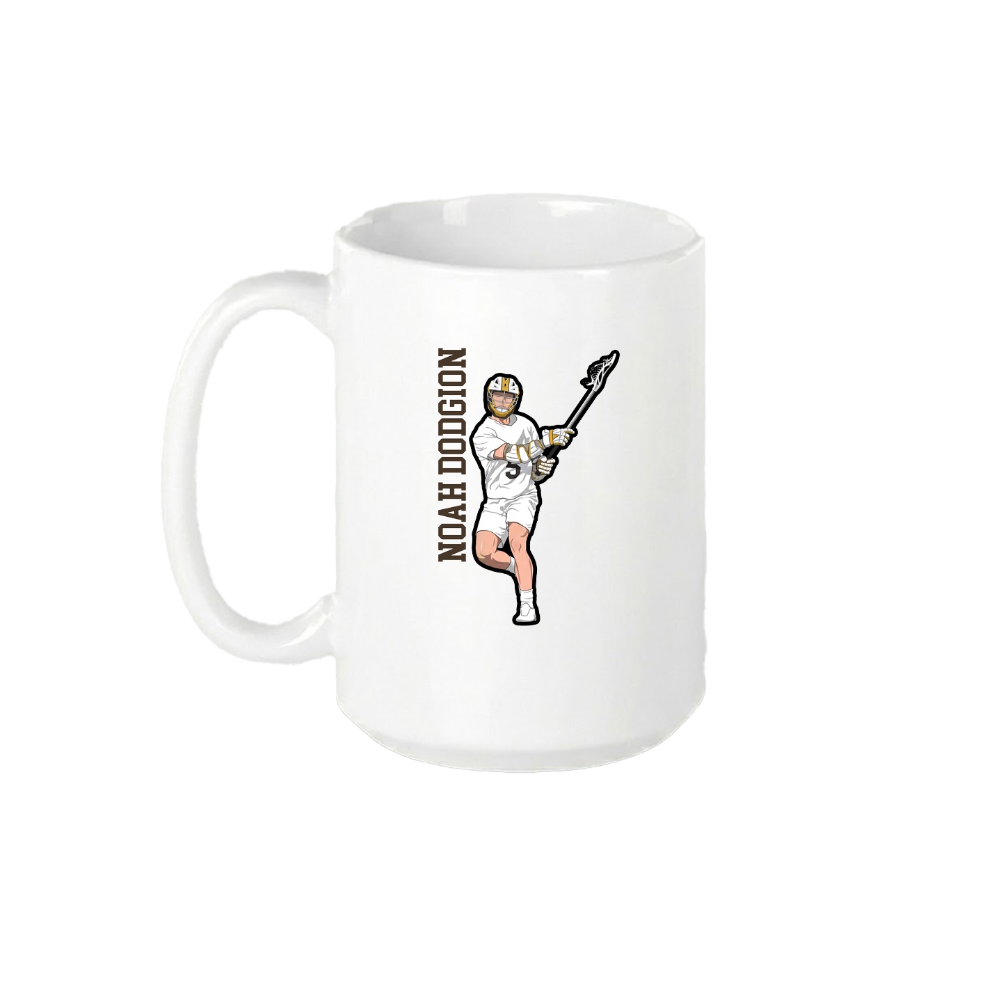15oz Coffee Mug — Name Vertical in White