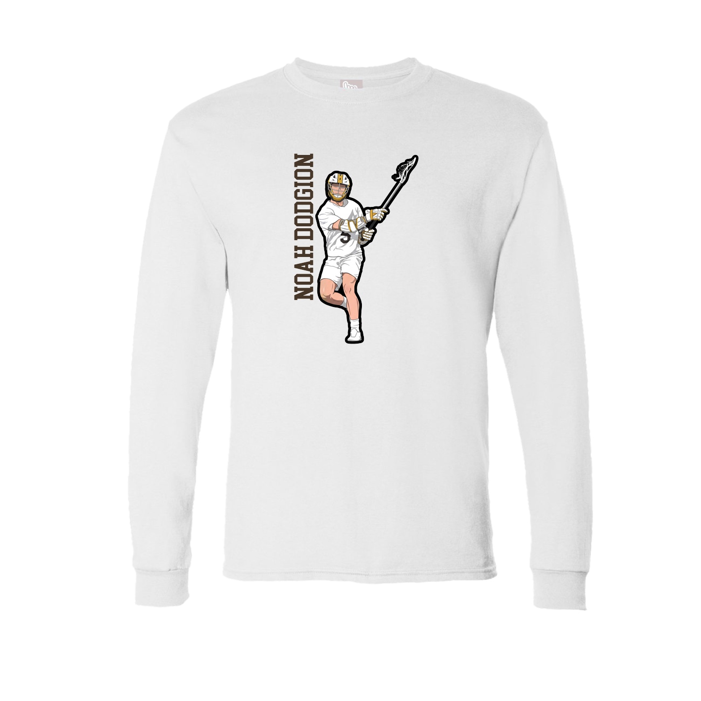 Long Sleeve Tee — Name Vertical in White