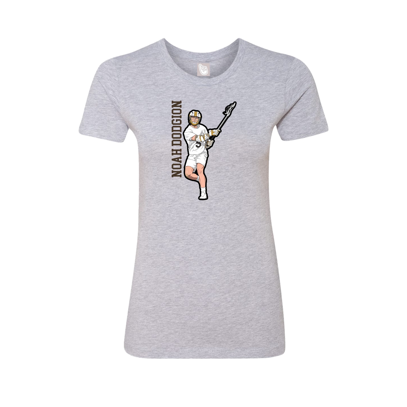 Fitted Women's Tee — Name Vertical in Grey