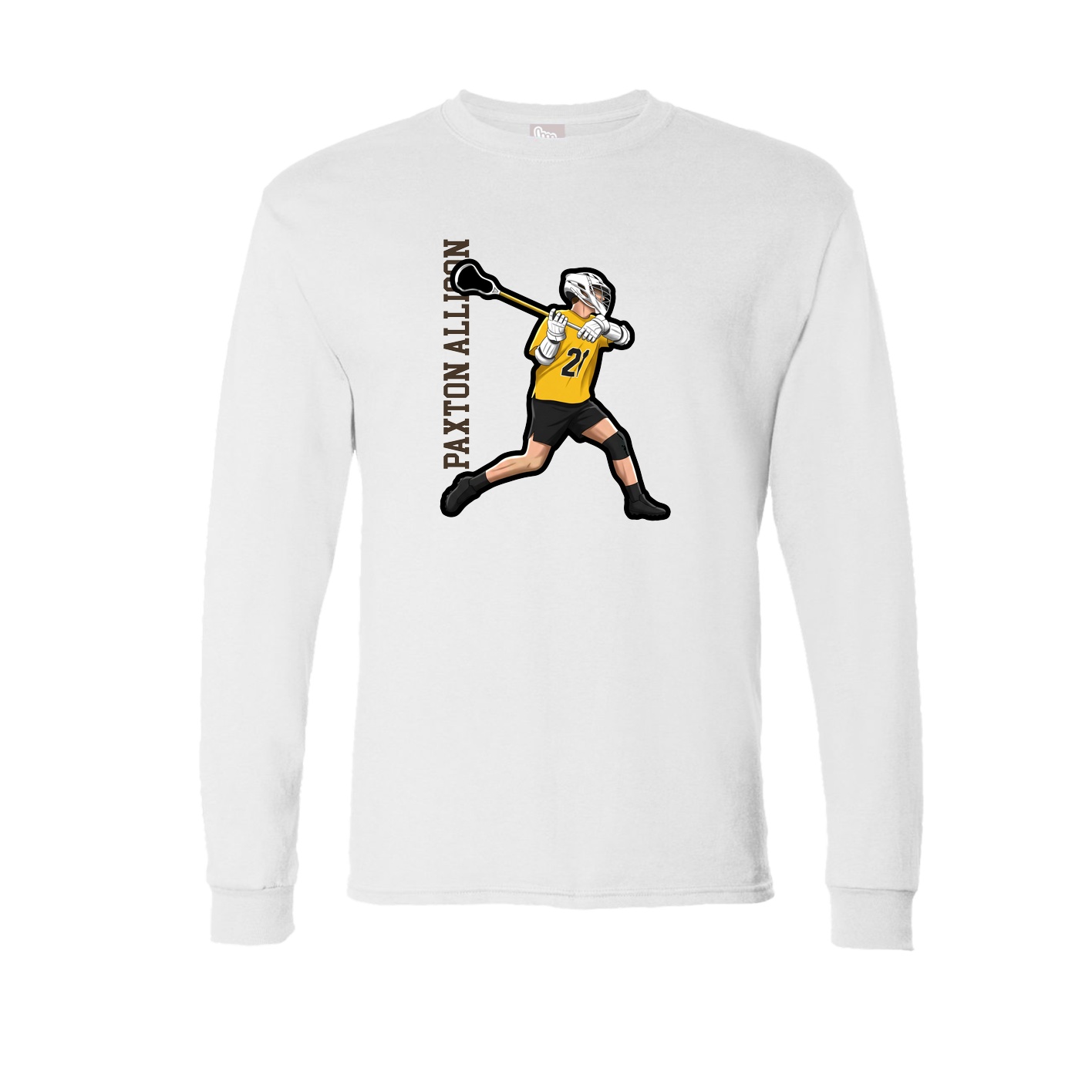 Long Sleeve Tee — Name Vertical in White