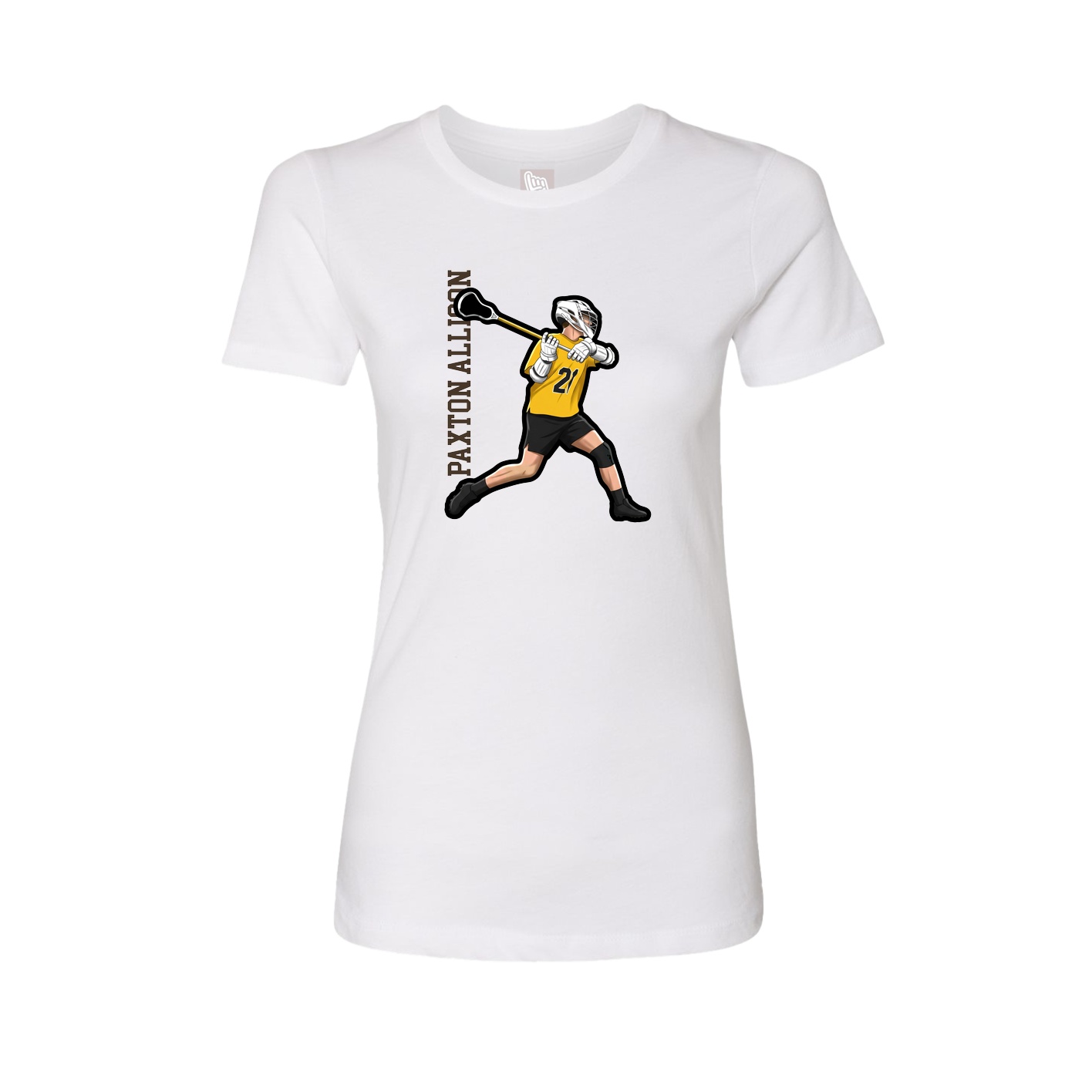 Fitted Women's Tee — Name Vertical in White
