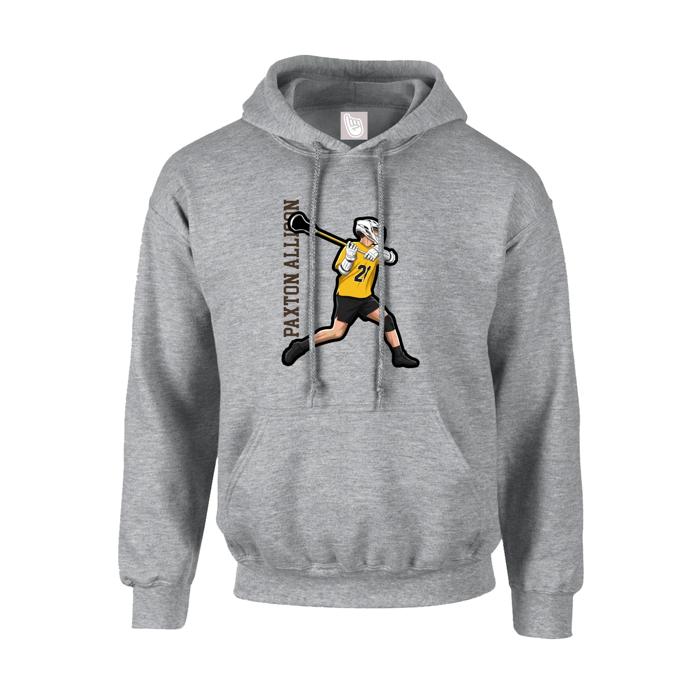 Youth Hoodie — Name Vertical in Grey