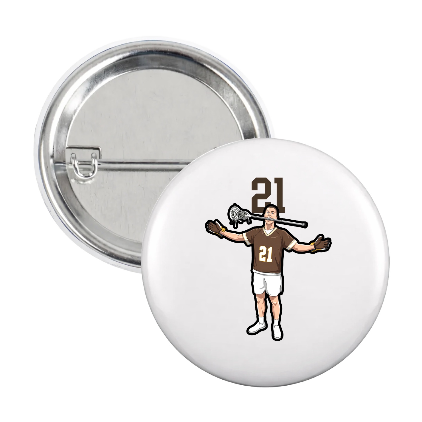 Game Day Button — Number Top in White