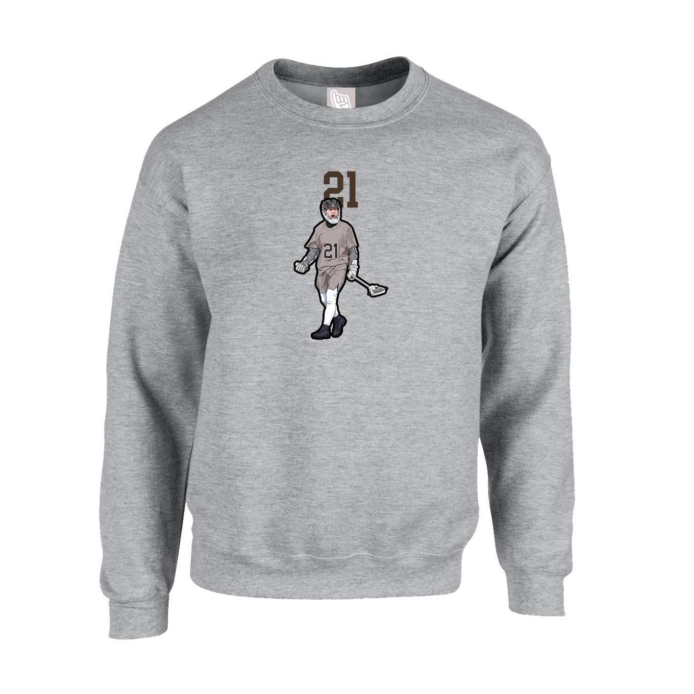Fleece Crew — Number Top in Grey