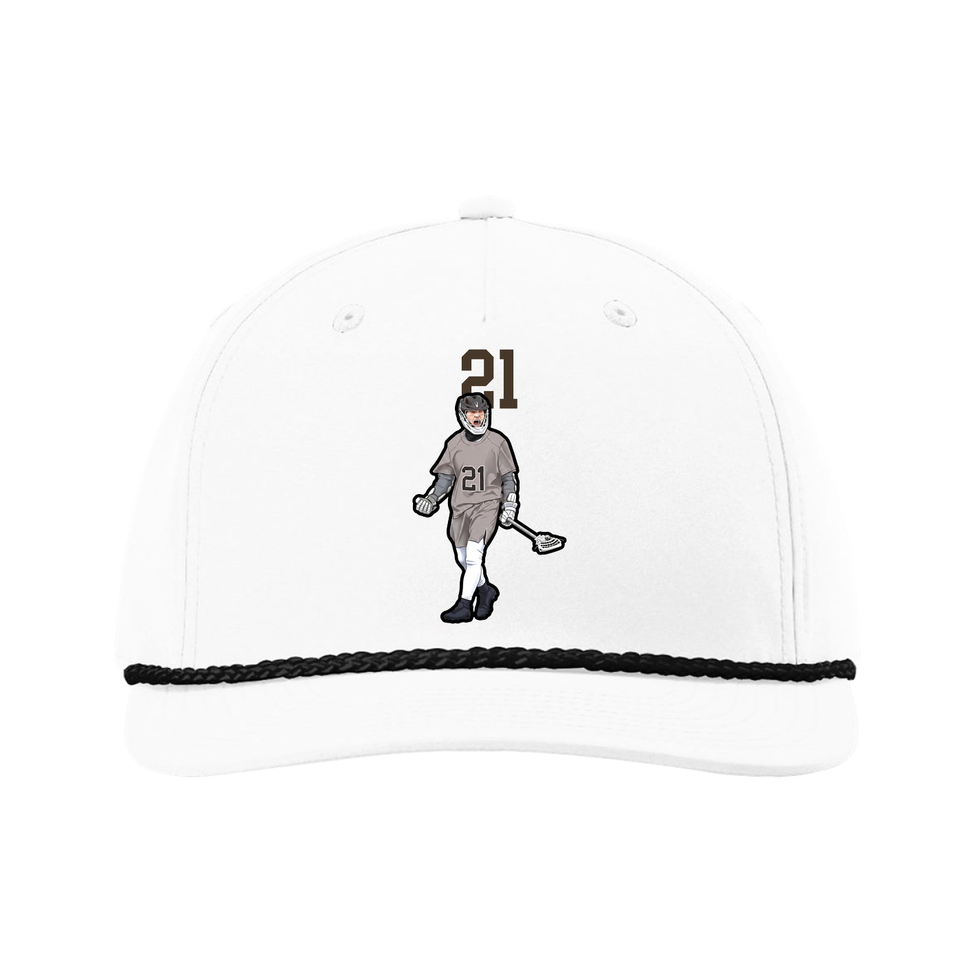 Five-Panel Classic Rope Cap — Number Top in White