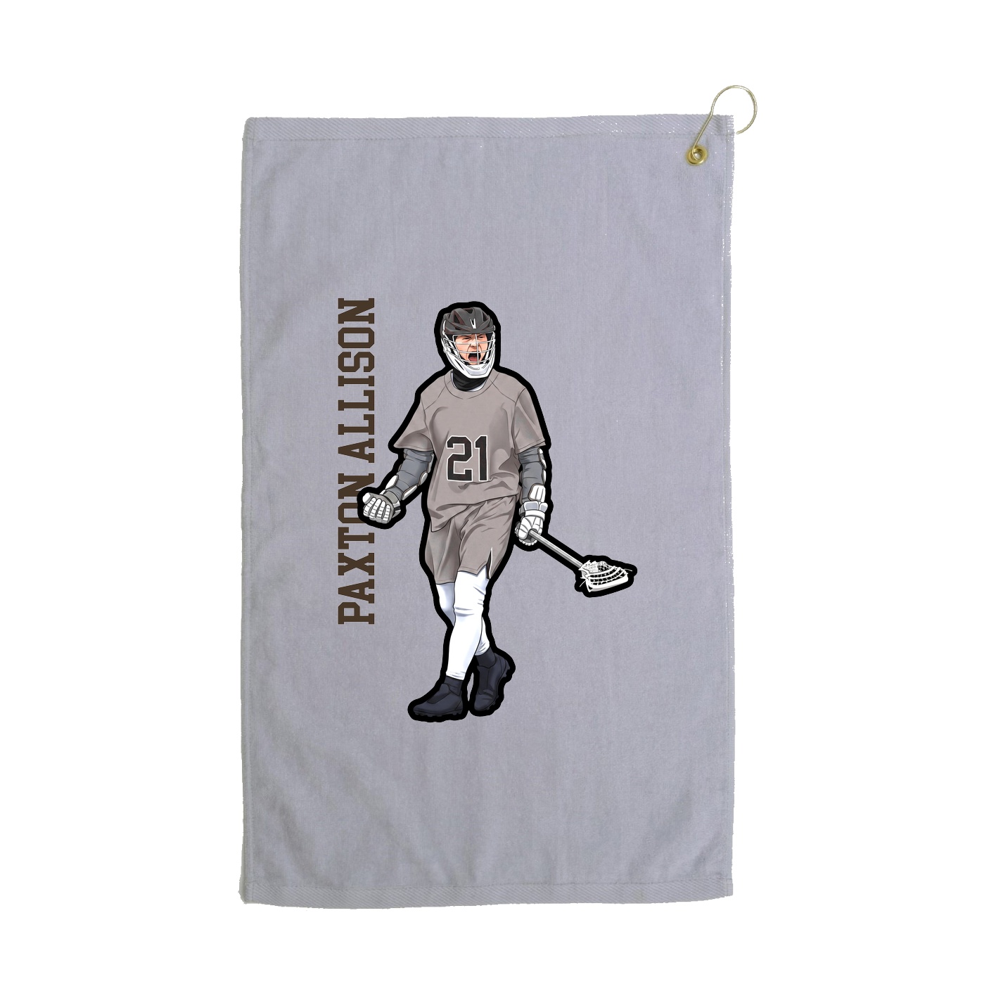 Golf Towel — Name Vertical in Grey