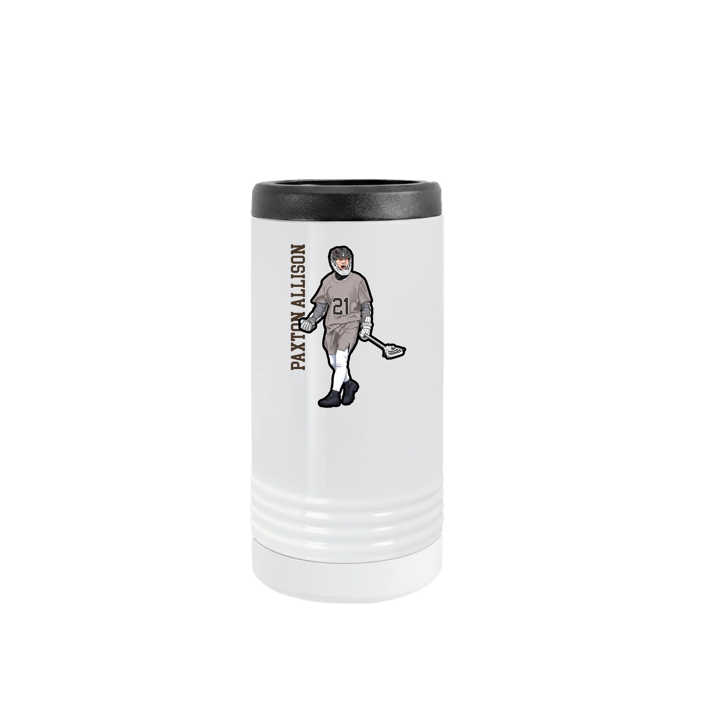 Slim Beverage Holder — Name Vertical in White