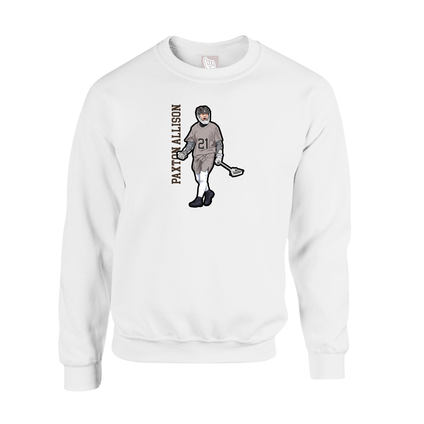 Fleece Crew — Name Vertical in White