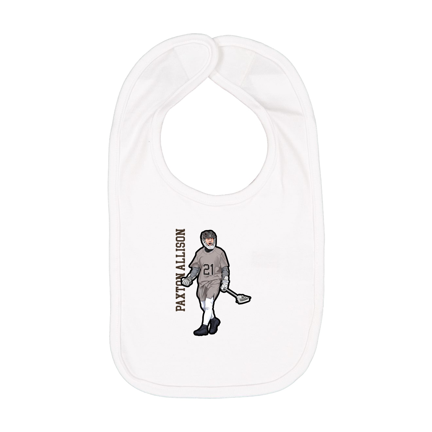 Infant Bib — Name Vertical in White