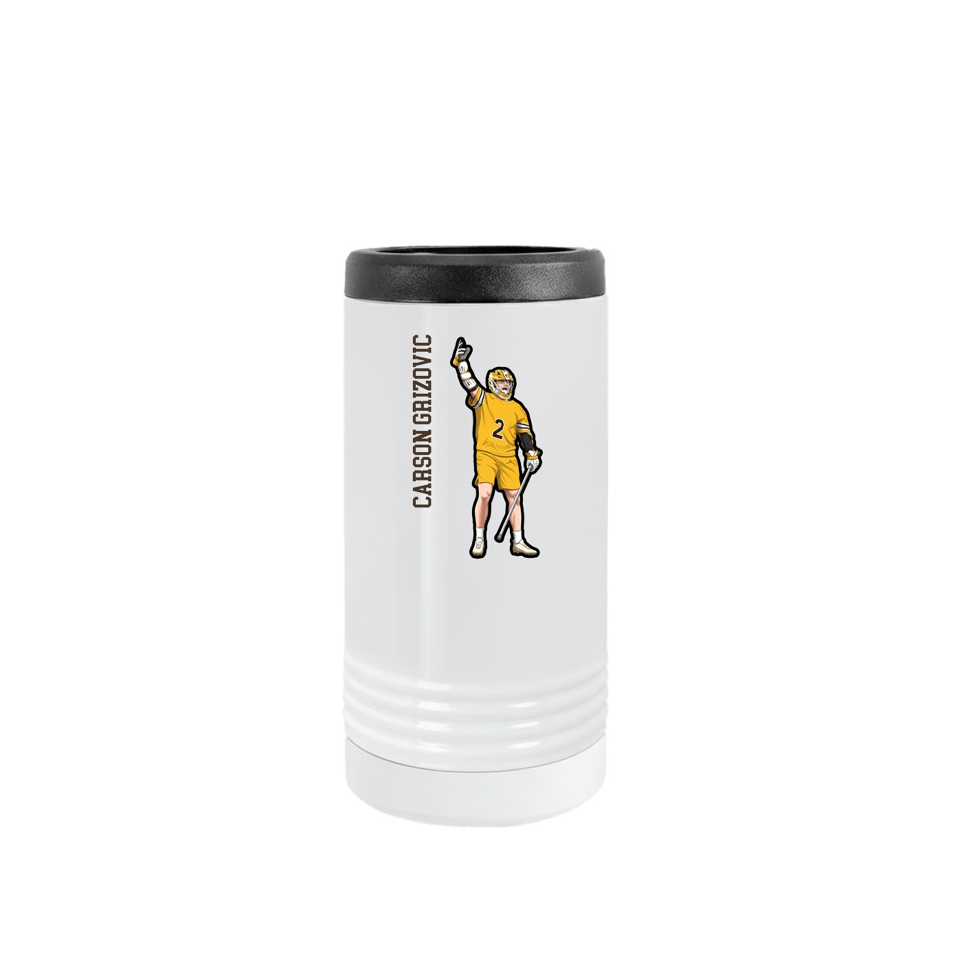 Slim Beverage Holder — Name Vertical in White