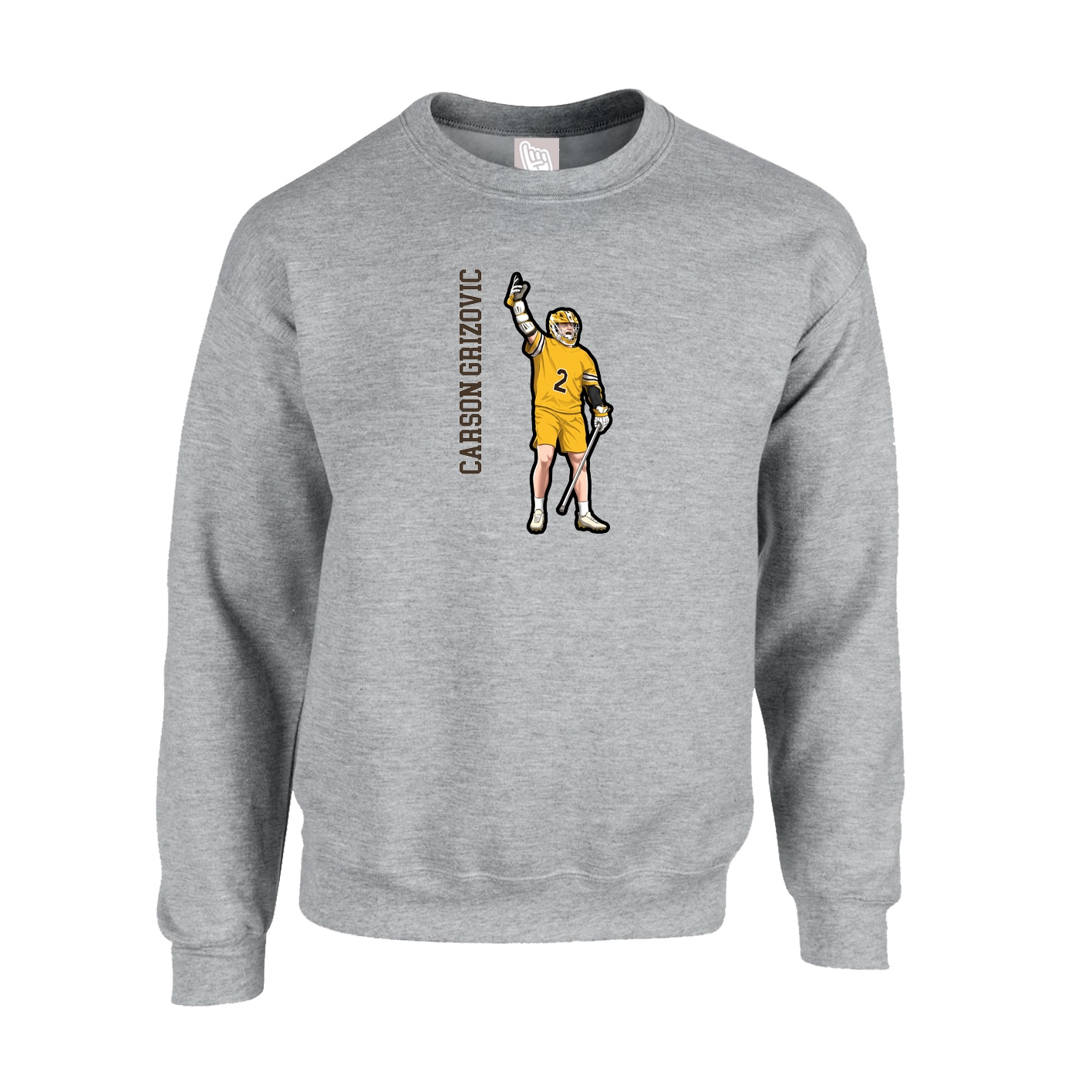 Fleece Crew — Name Vertical in Grey