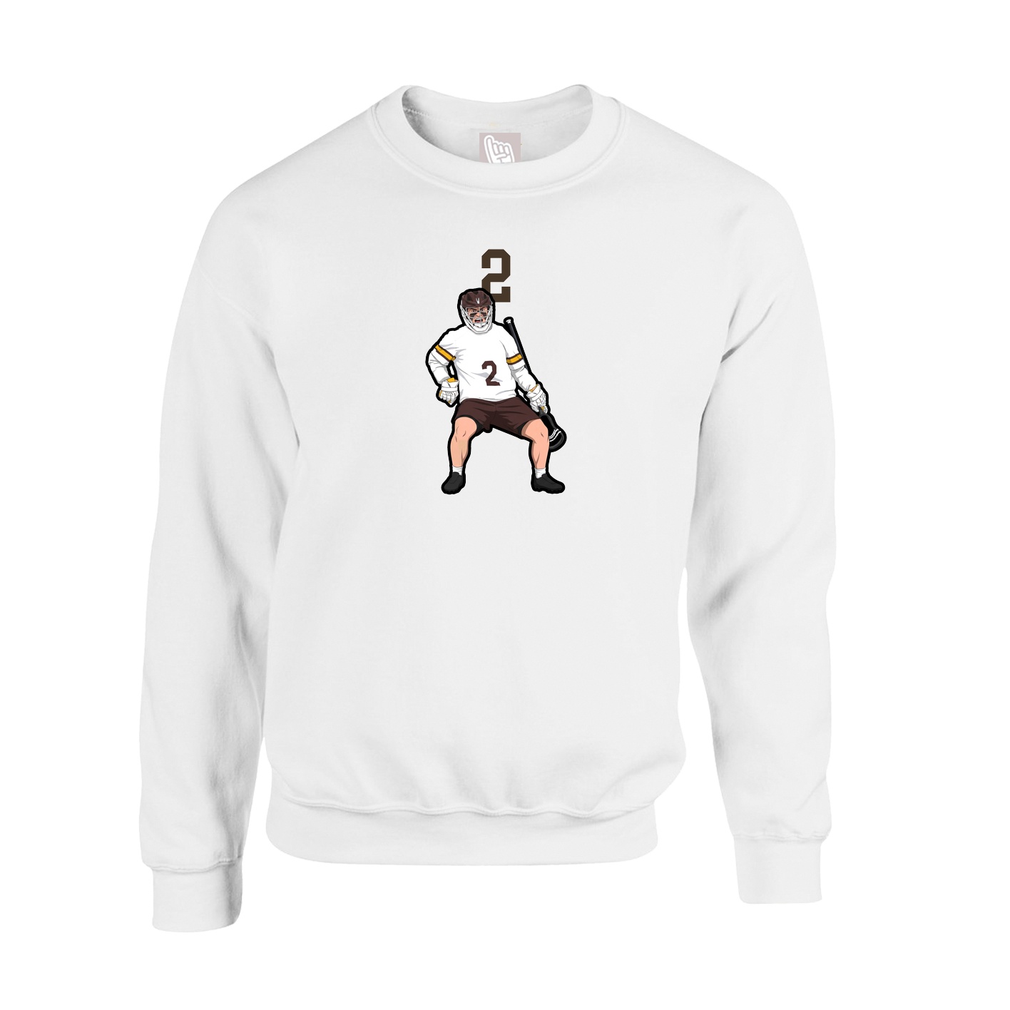 Fleece Crew — Number Top in White