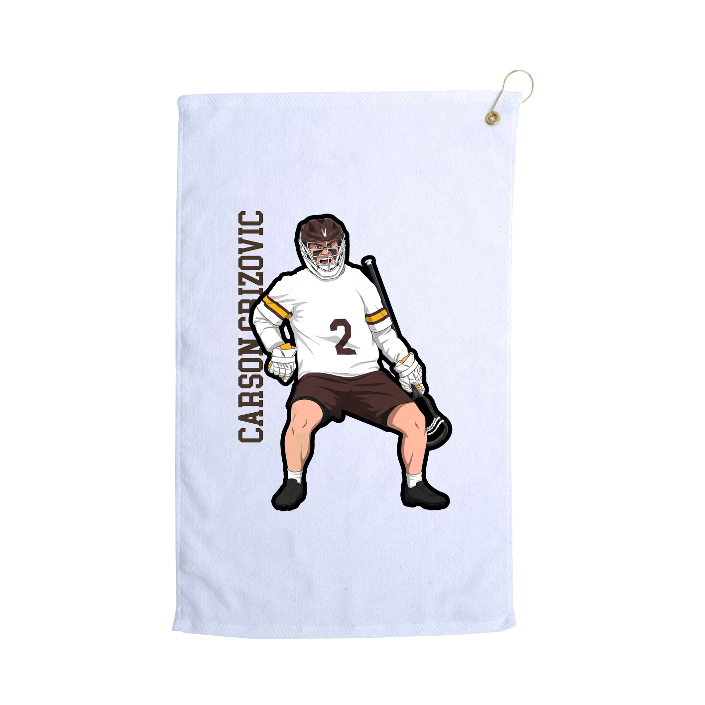 Golf Towel — Name Vertical in White