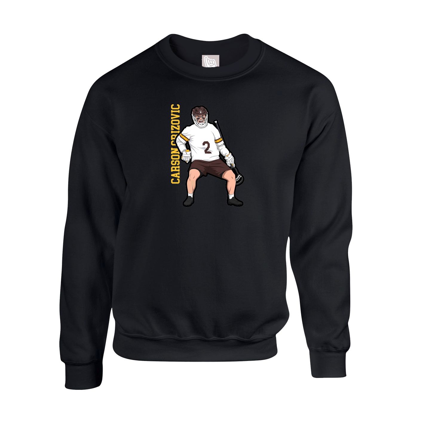 Fleece Crew — Name Vertical in Black