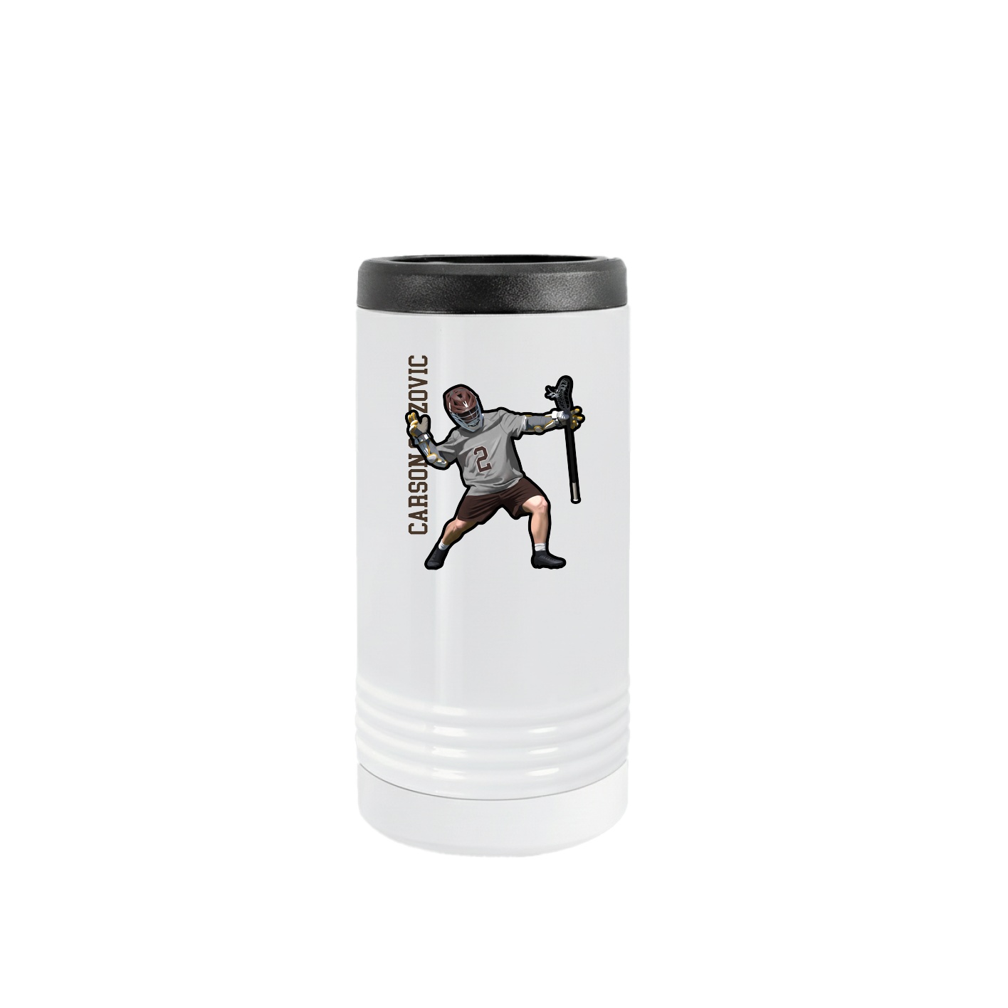 Slim Beverage Holder — Name Vertical in White