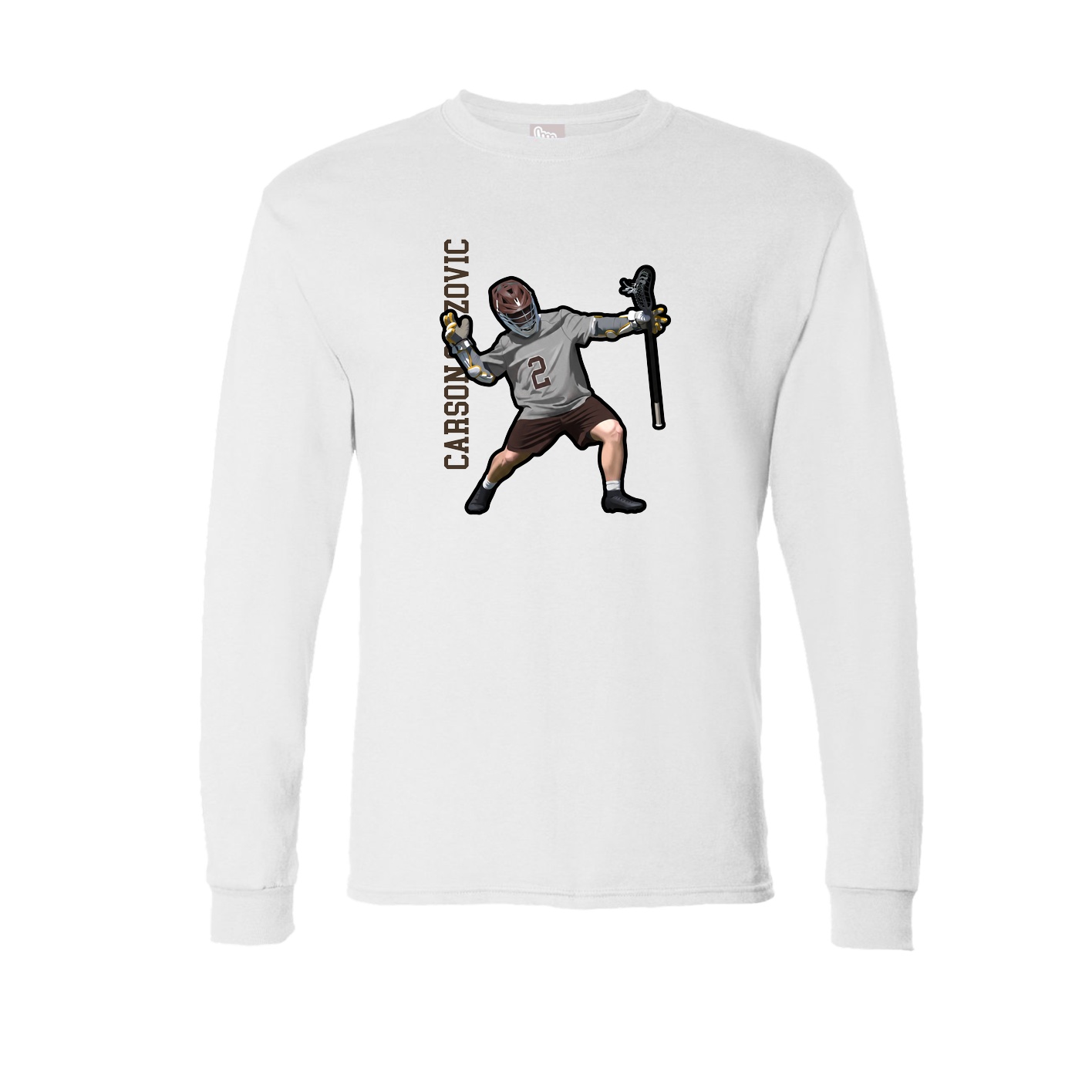 Long Sleeve Tee — Name Vertical in White