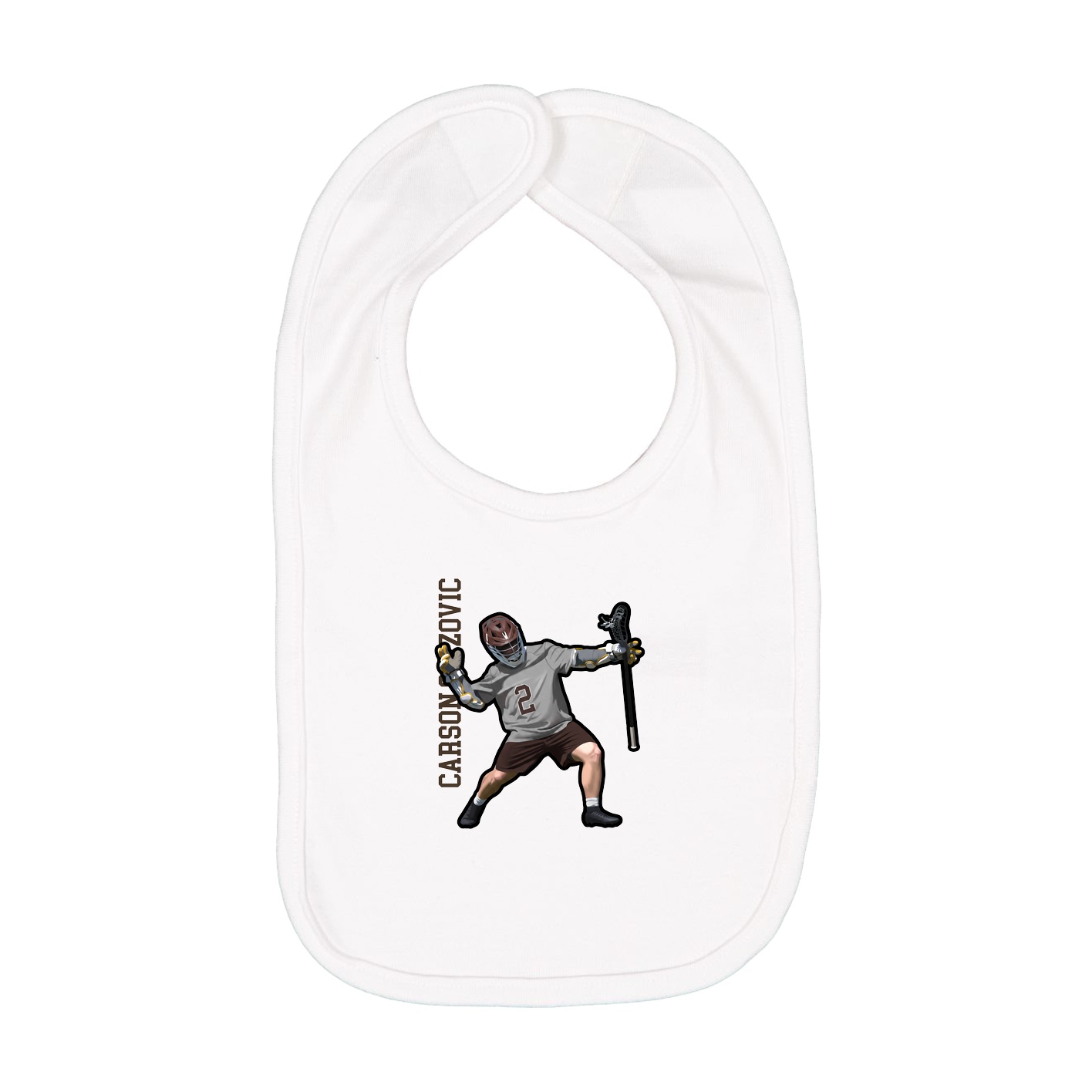 Infant Bib — Name Vertical in White