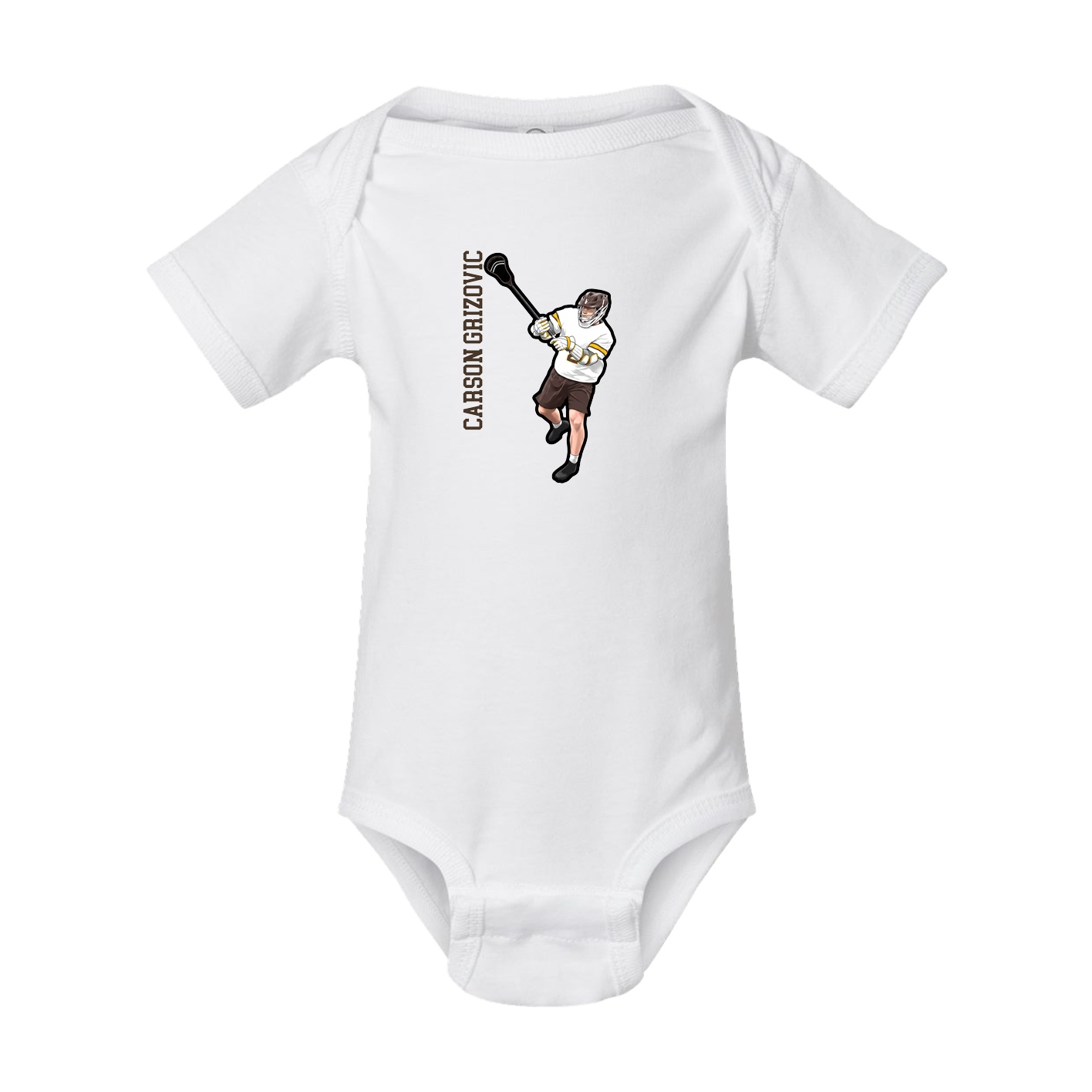 Baby Onesie — Name Vertical in White