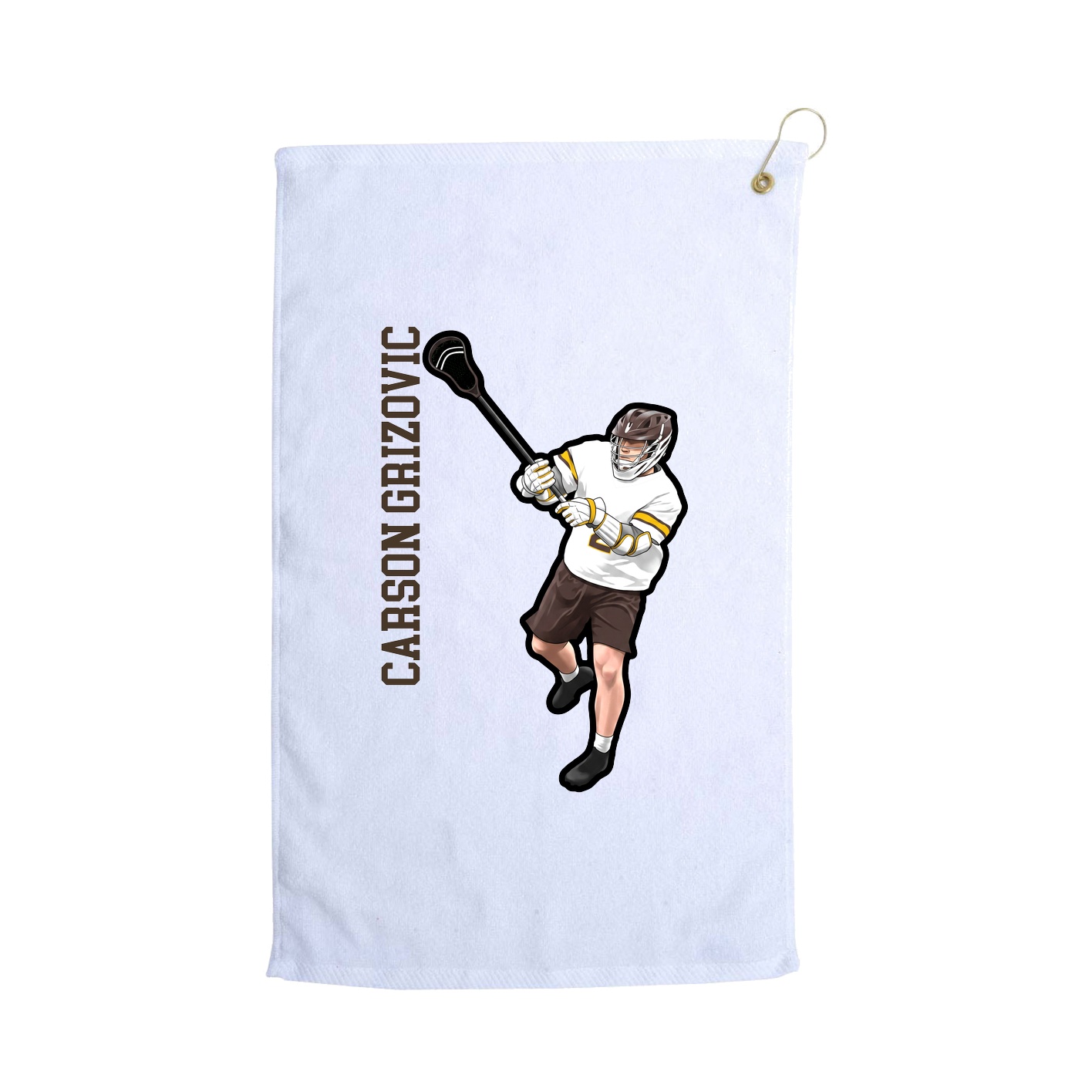 Golf Towel — Name Vertical in White