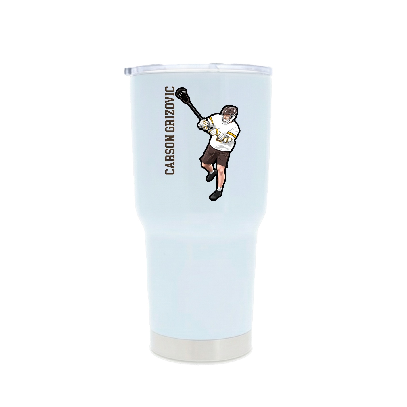 30oz Stainless Steel Tumbler — Name Vertical in White