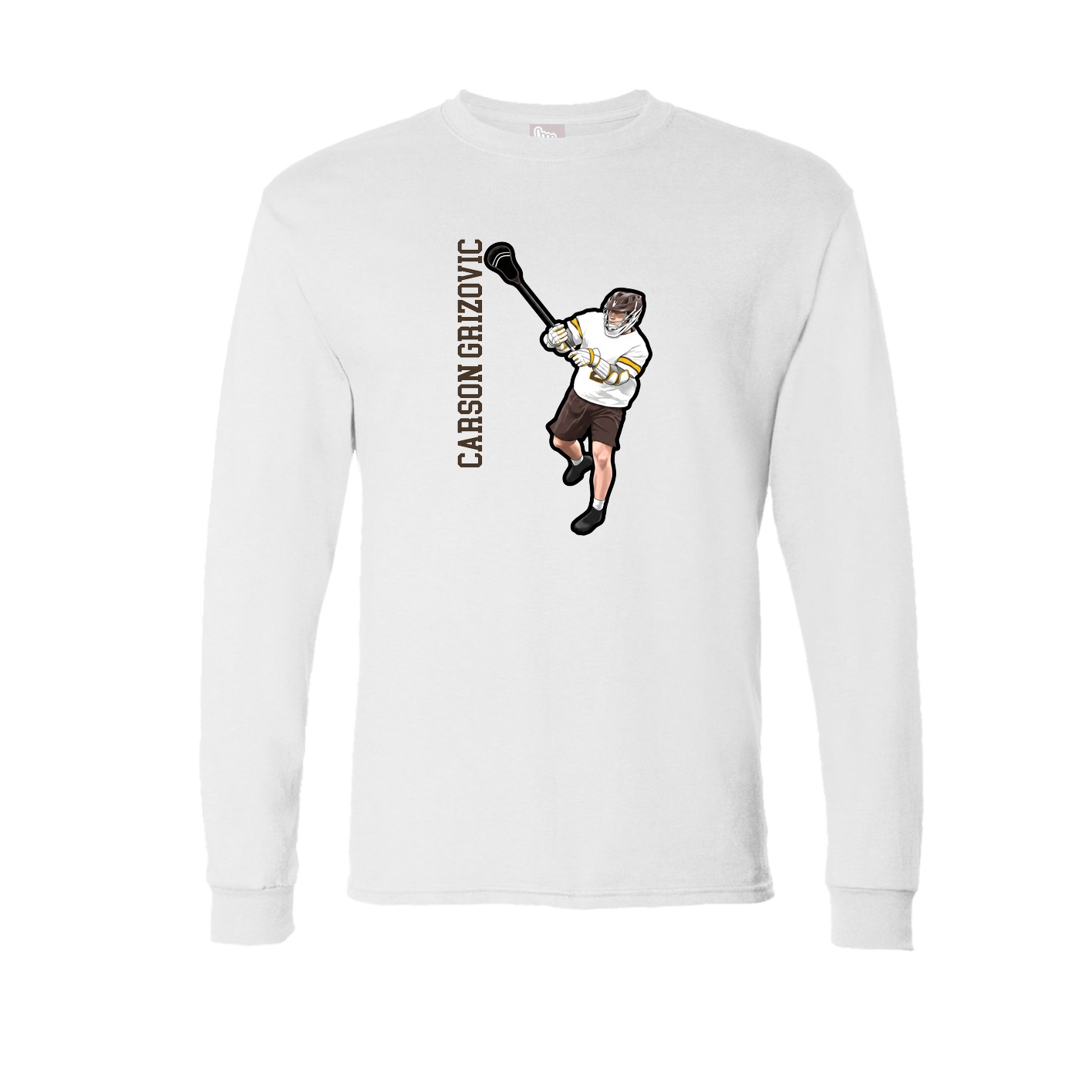 Long Sleeve Tee — Name Vertical in White
