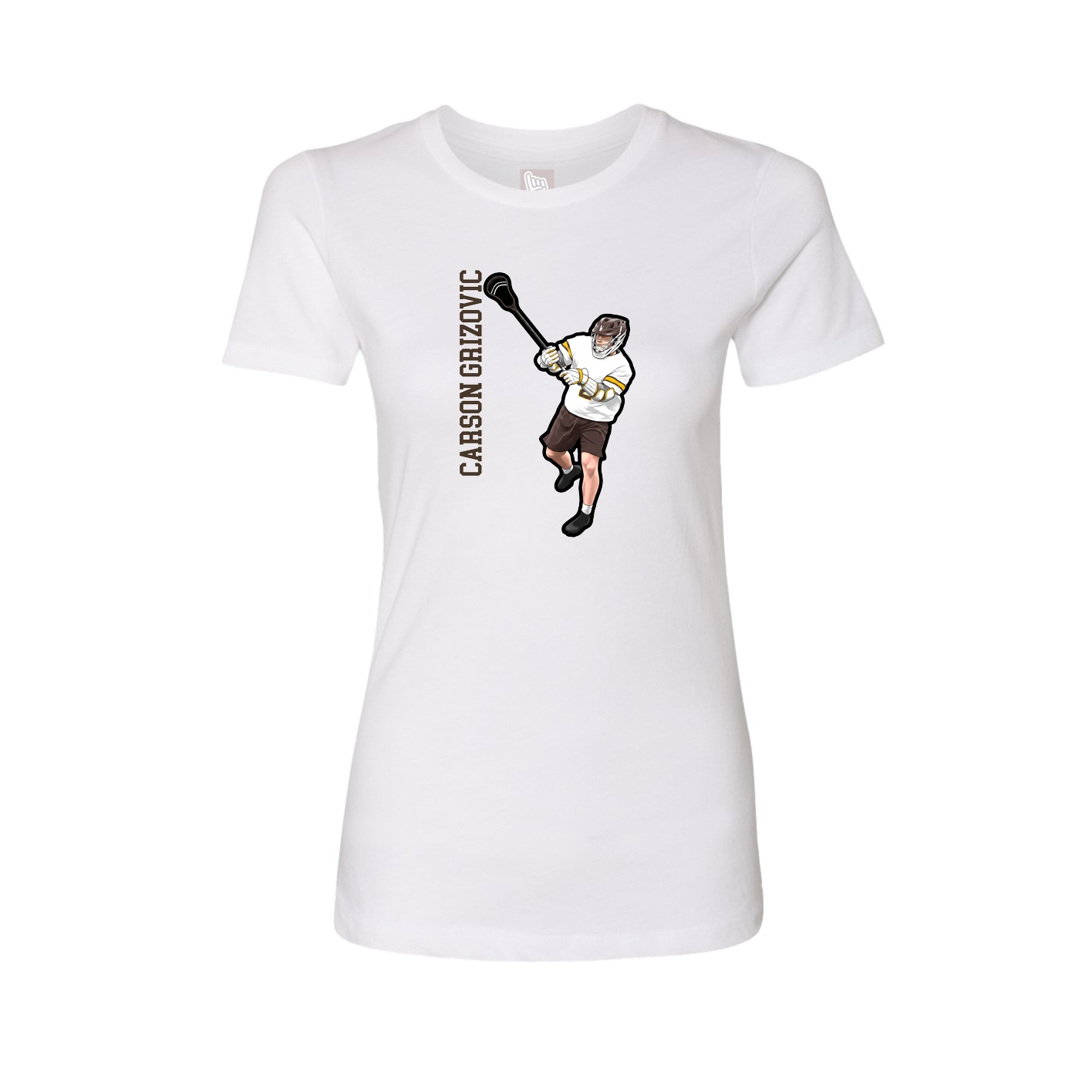 Womens Tee — Name Vertical in White