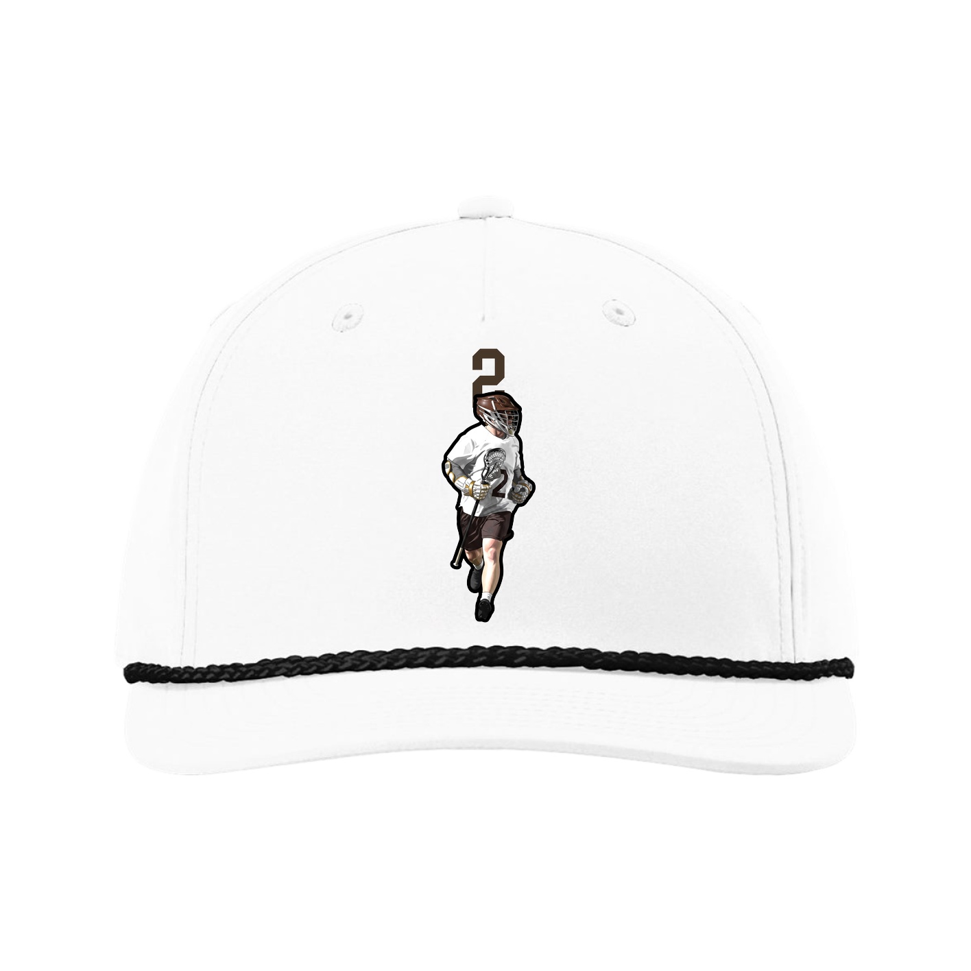 Five-Panel Classic Rope Cap — Number Top in White