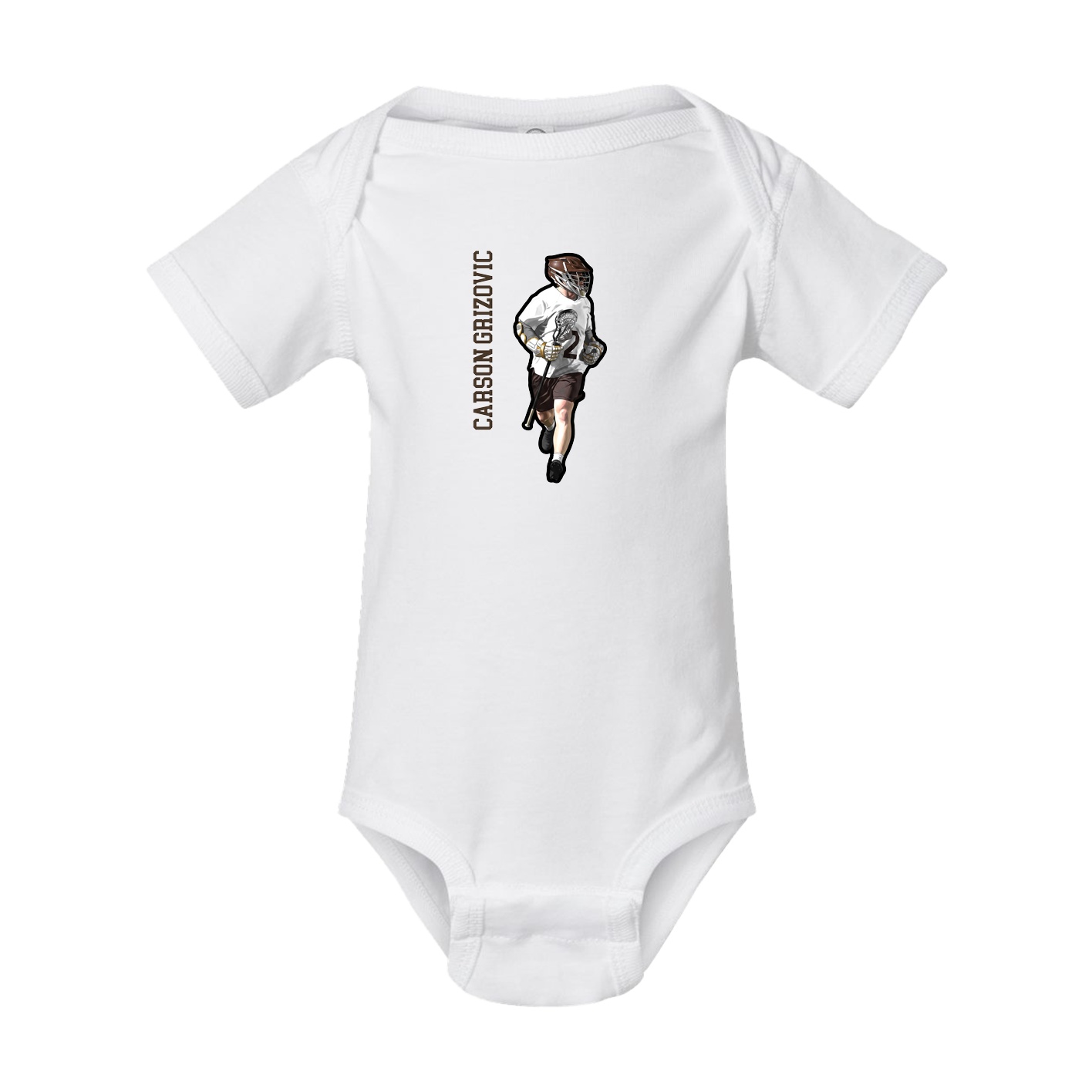 Baby Onesie — Name Vertical in White