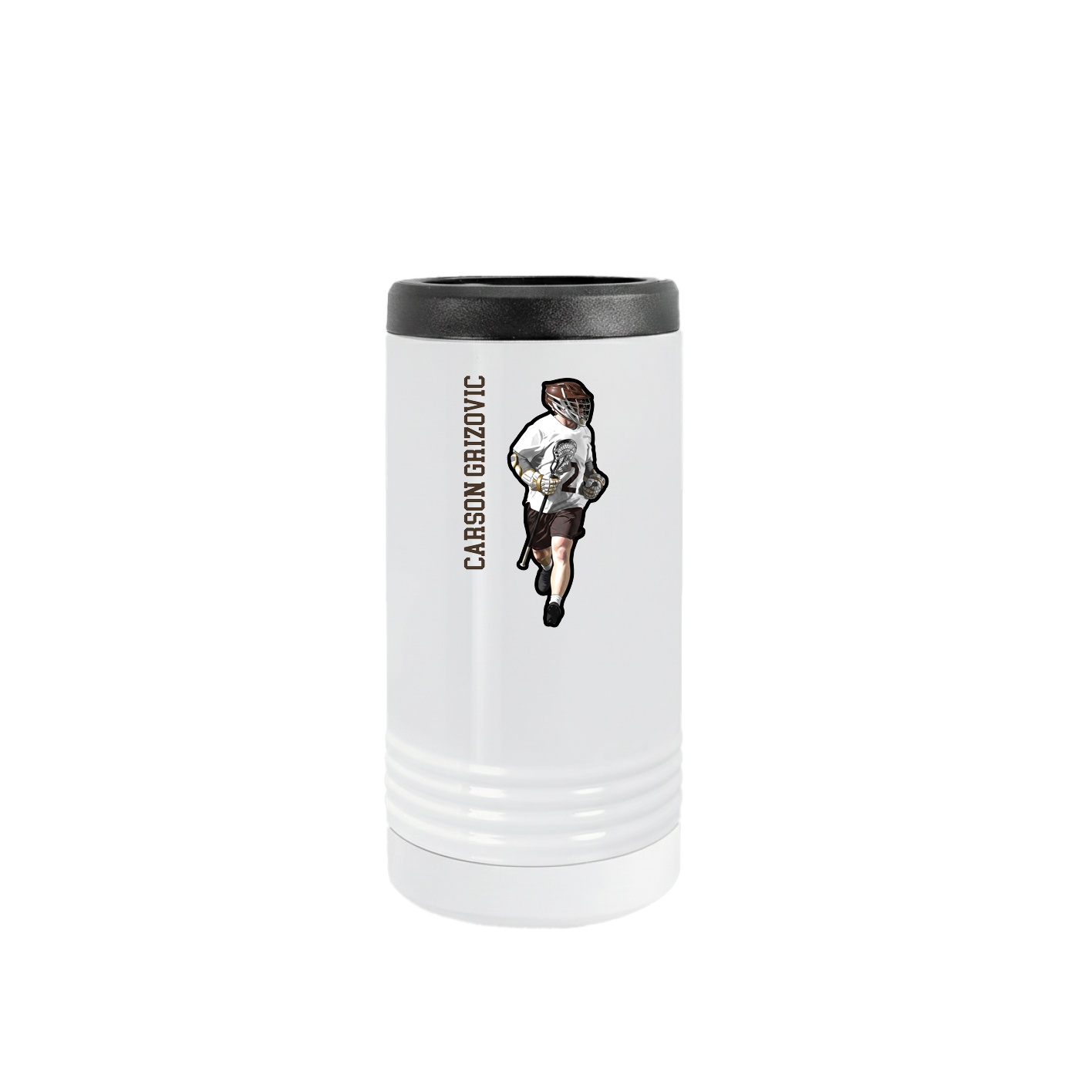 Slim Beverage Holder — Name Vertical in White