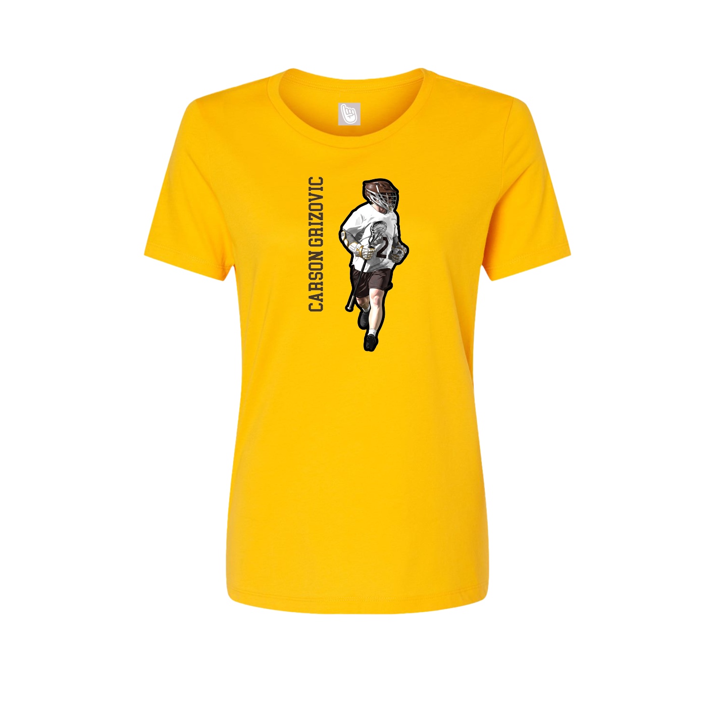 Womens Tee — Name Vertical in Gold
