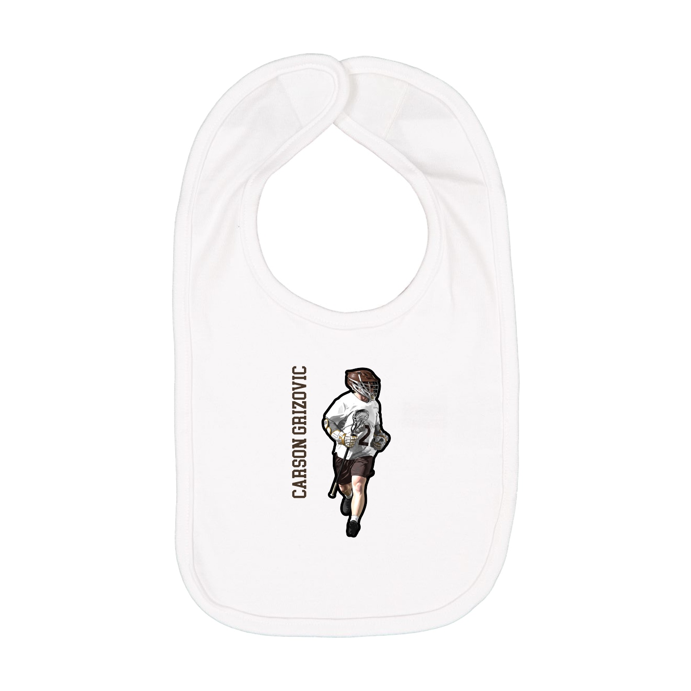 Infant Bib — Name Vertical in White