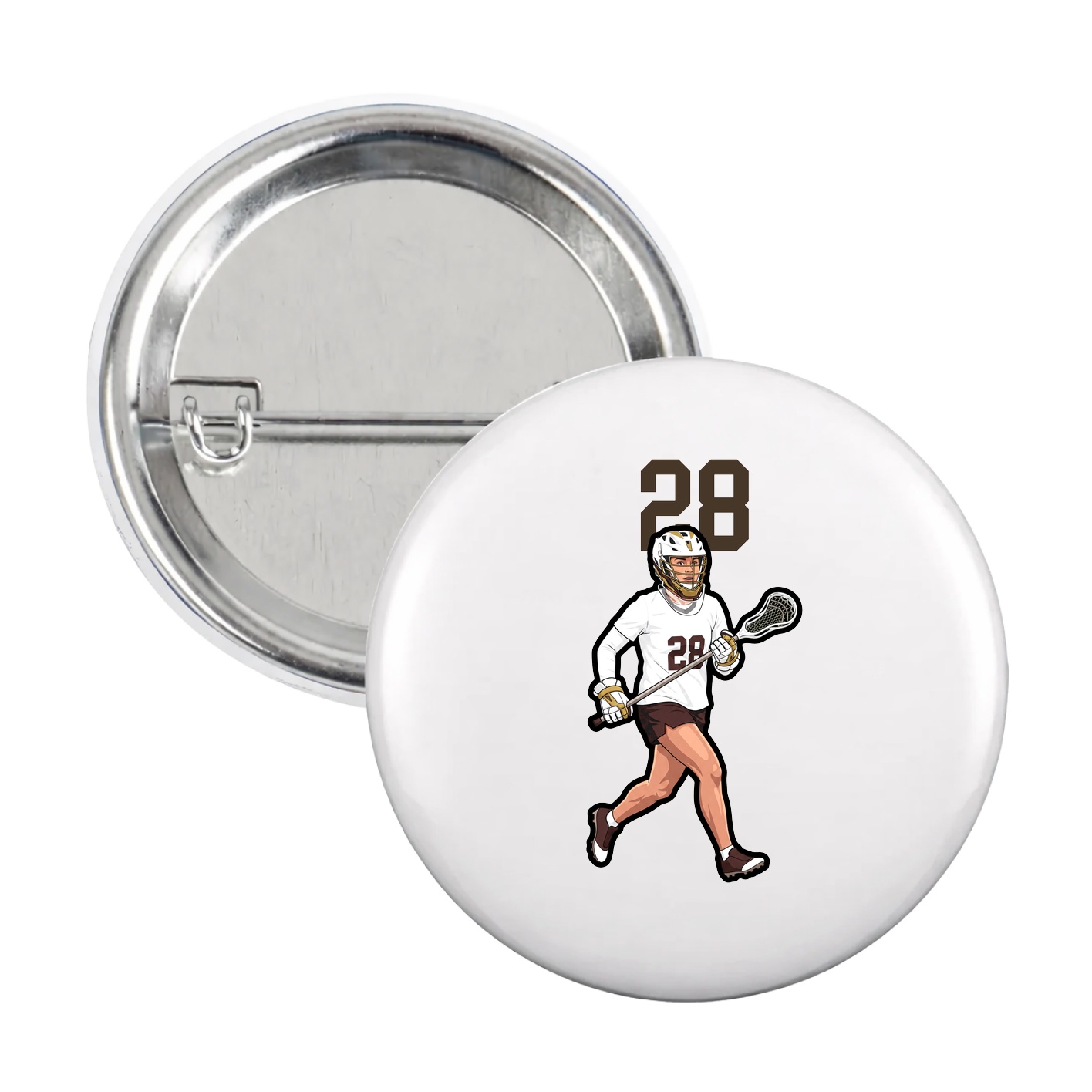 Game Day Button — Number Top in White