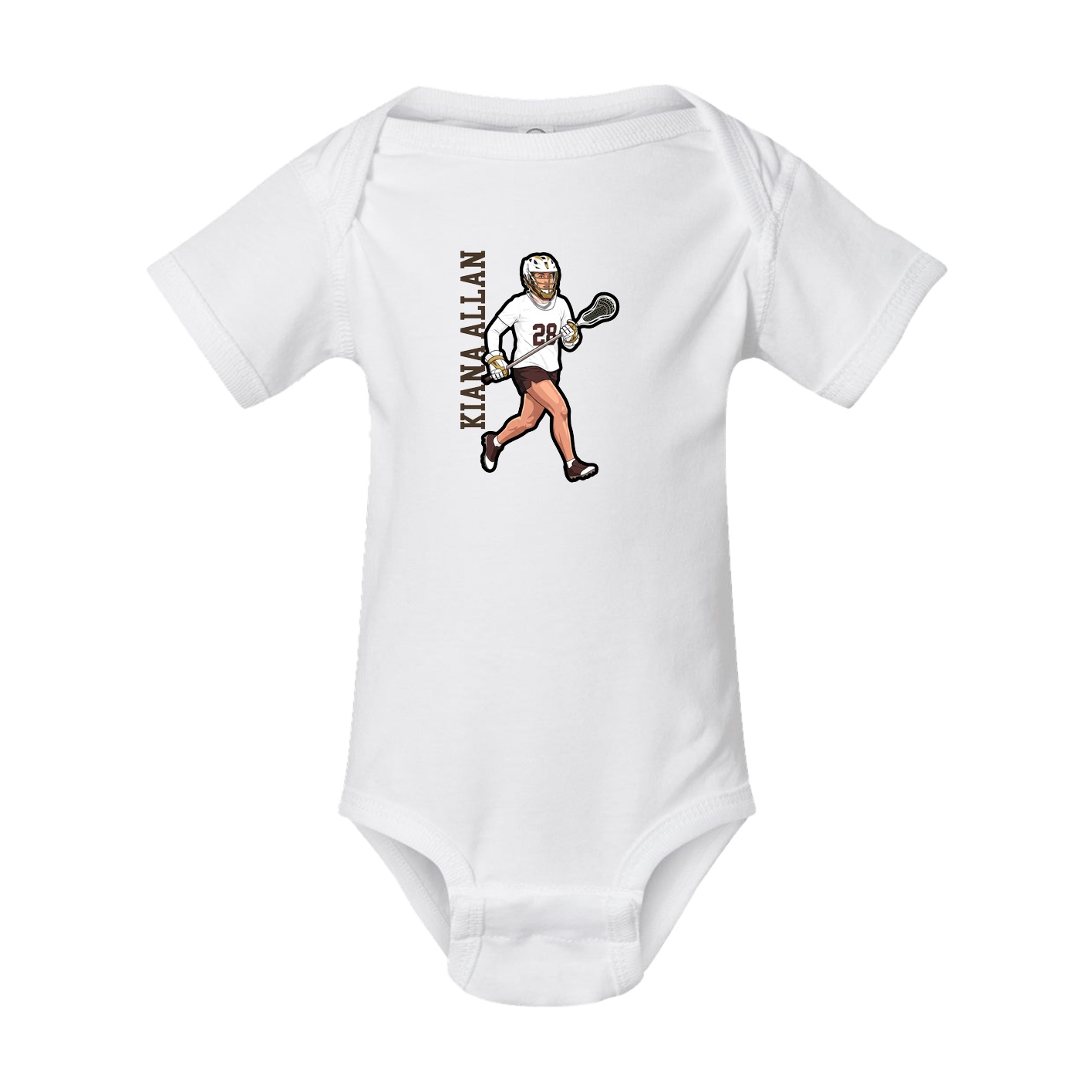 Baby Onesie — Name Vertical in White
