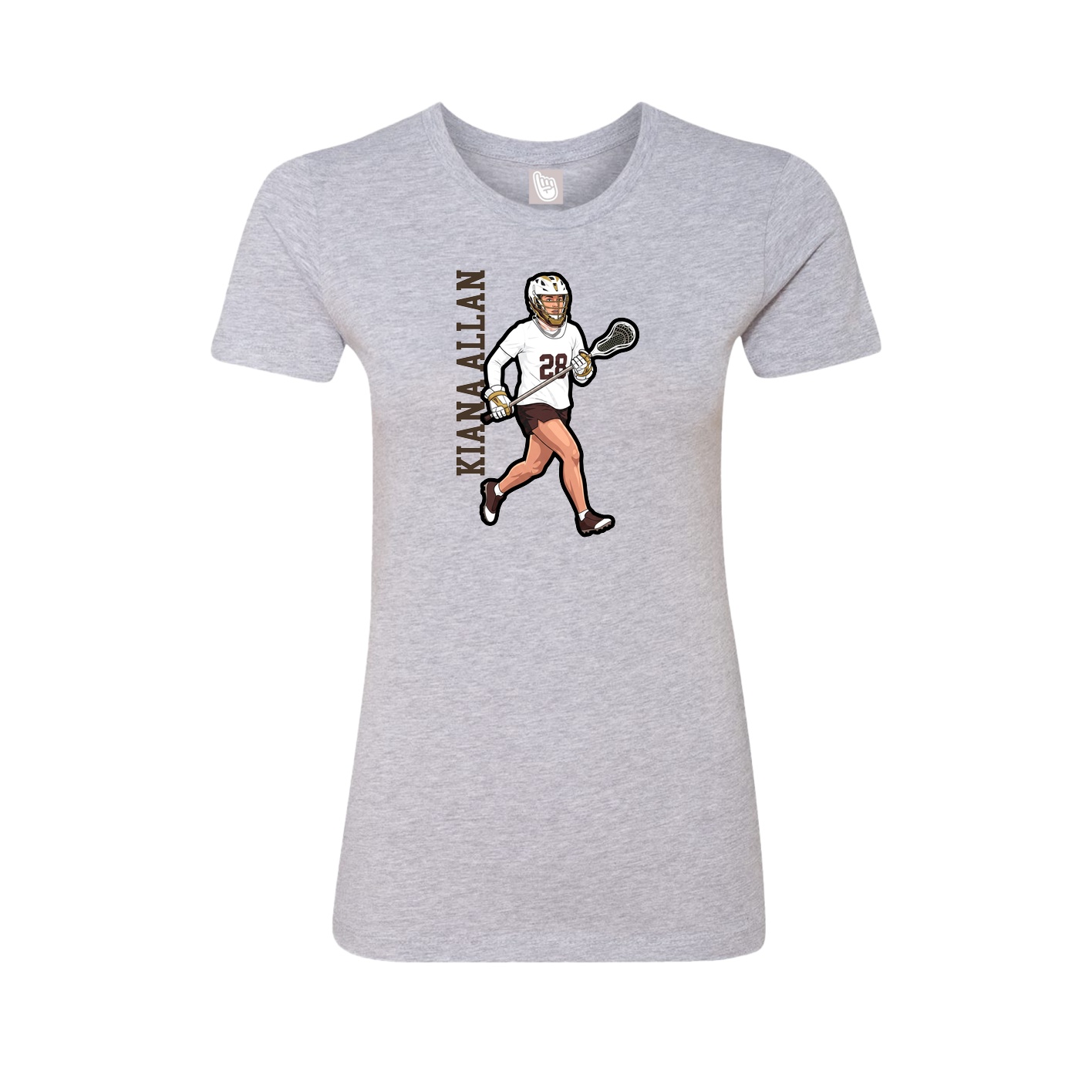 Fitted Women's Tee — Name Vertical in Grey