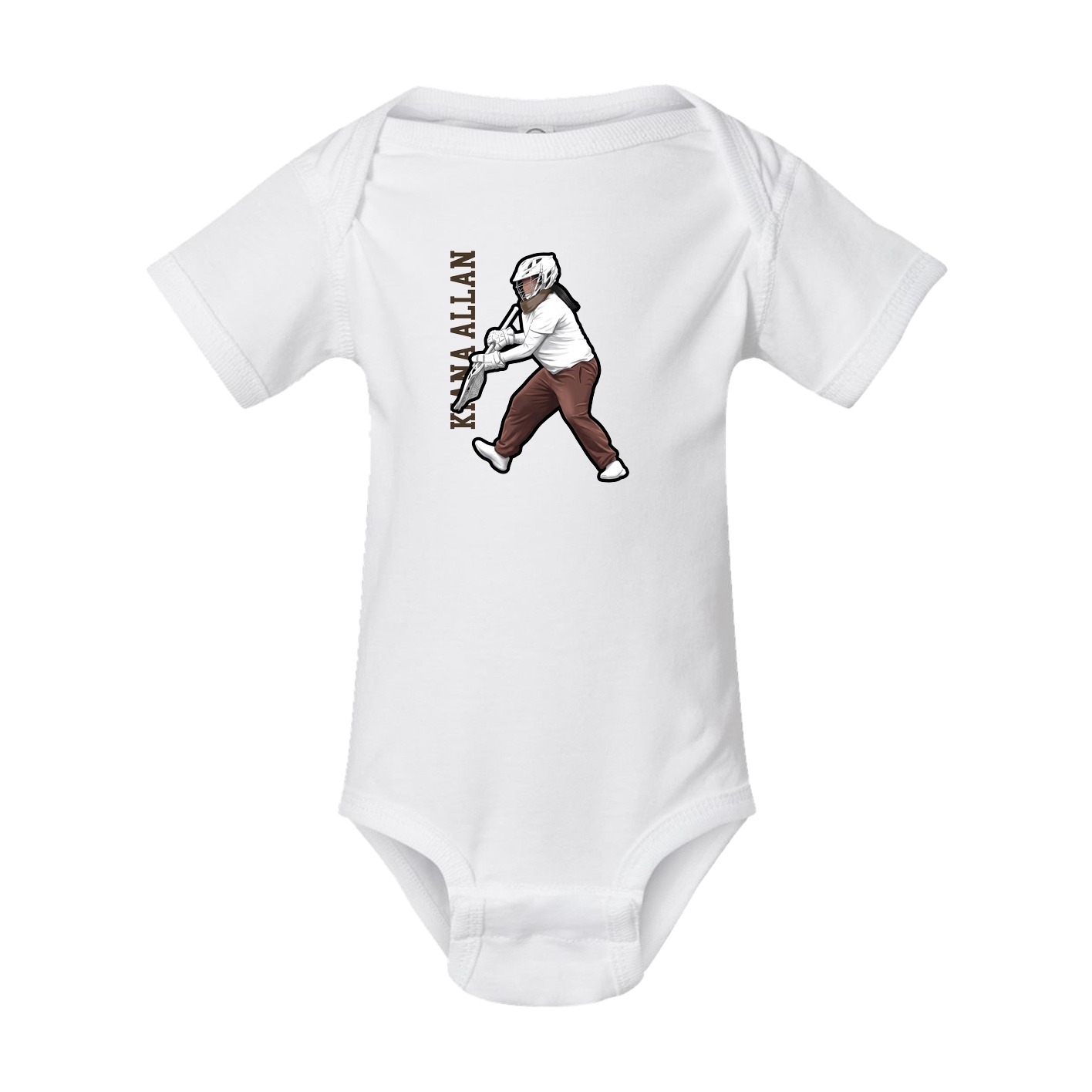 Baby Onesie — Name Vertical in White